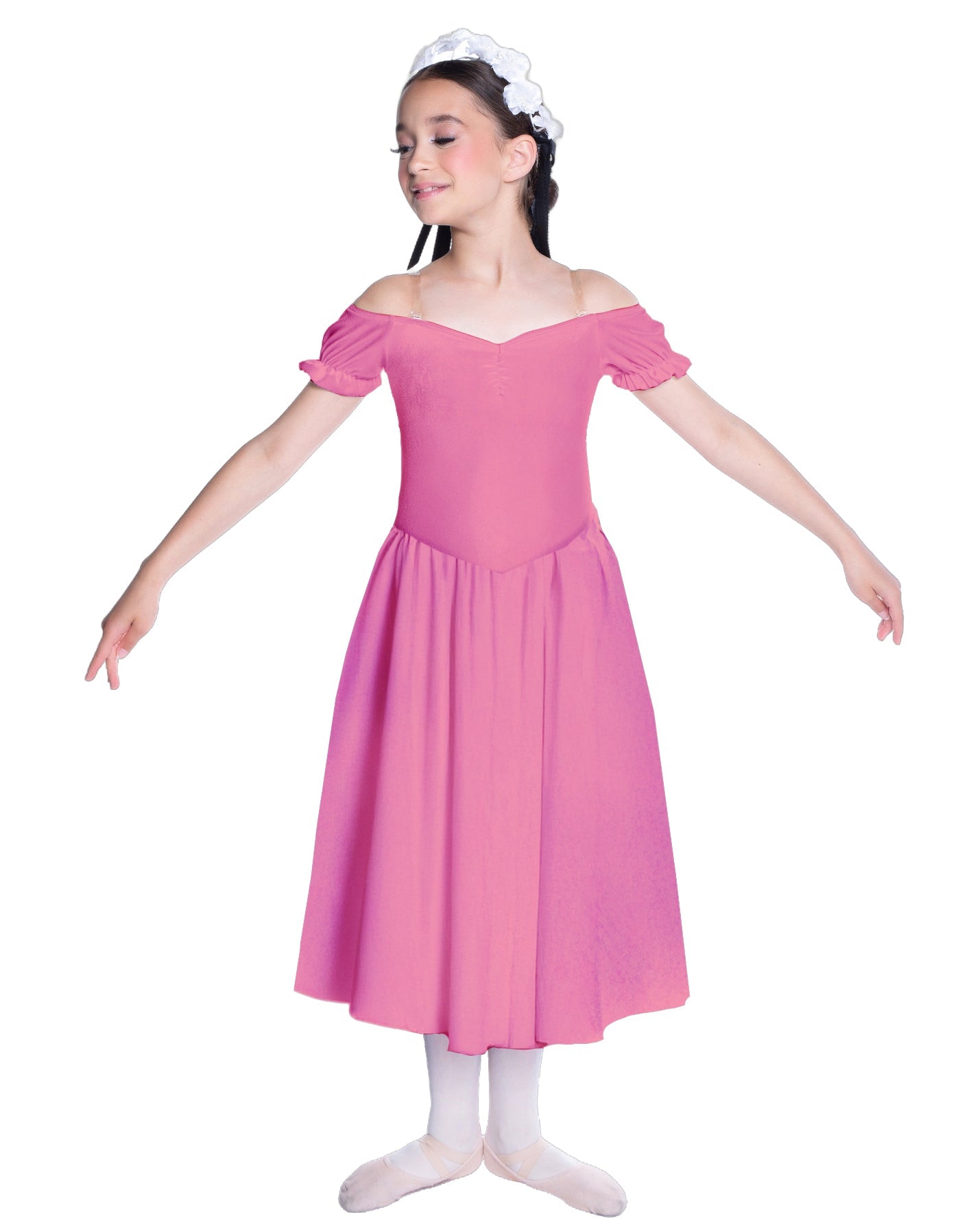 Solid Lycra Off The Shoulder Puff Sleeve Dress