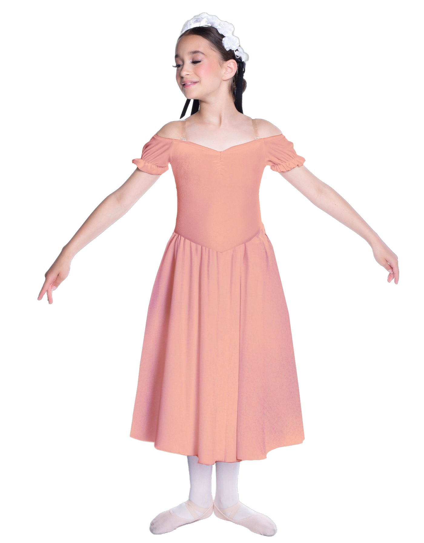 Solid Lycra Off The Shoulder Puff Sleeve Dress