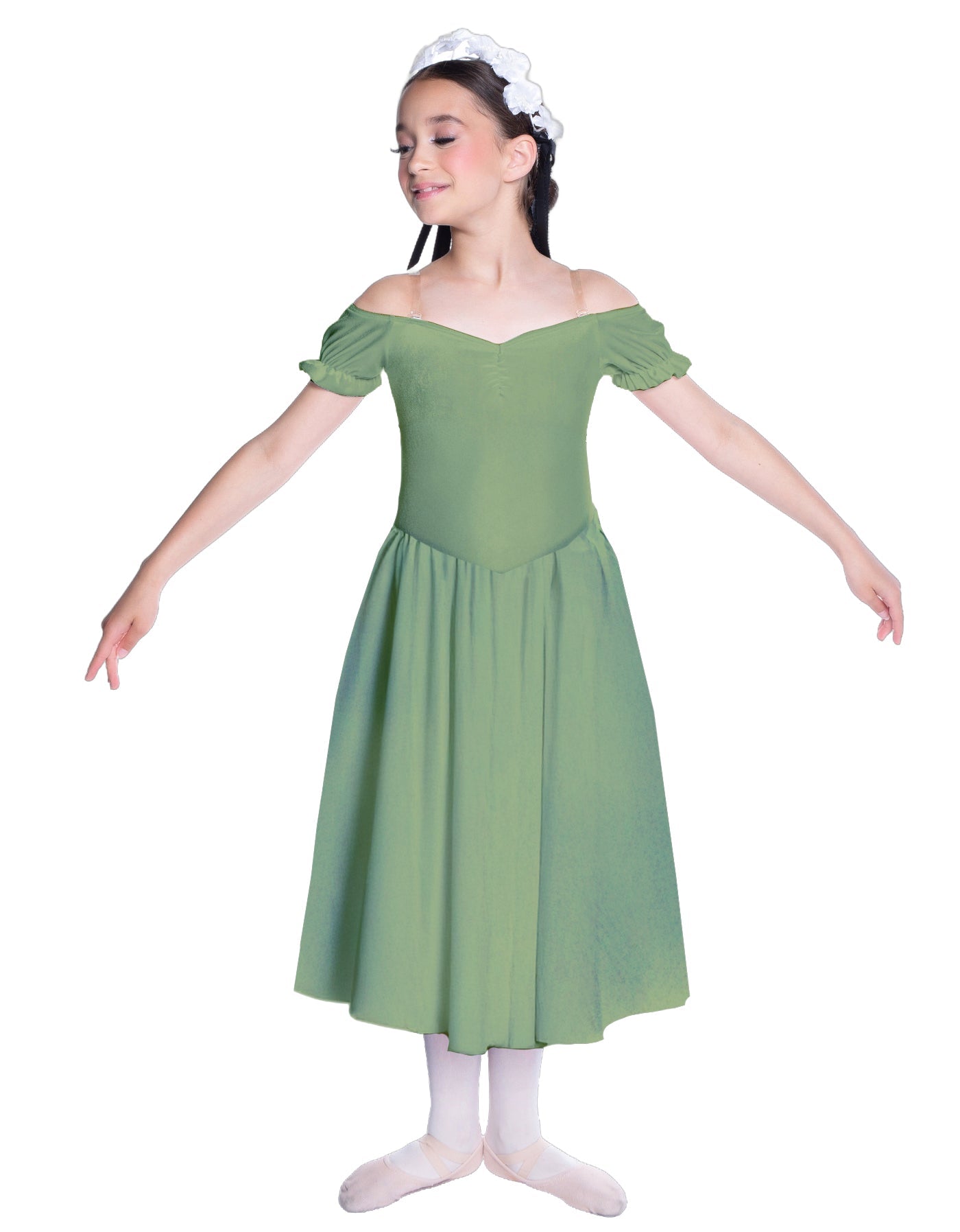 Solid Lycra Off The Shoulder Puff Sleeve Dress
