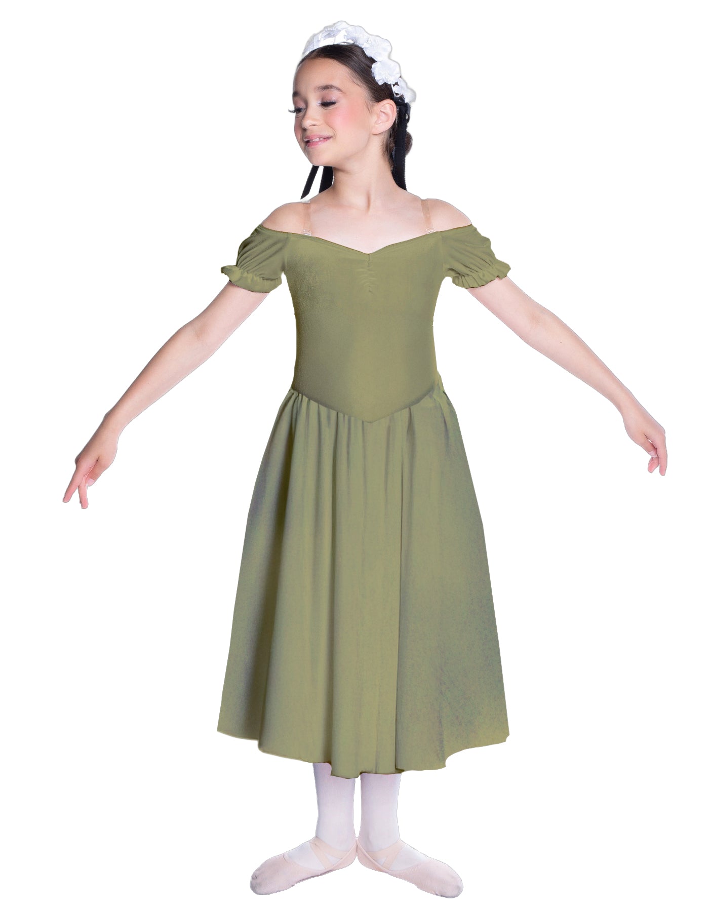 Solid Lycra Off The Shoulder Puff Sleeve Dress