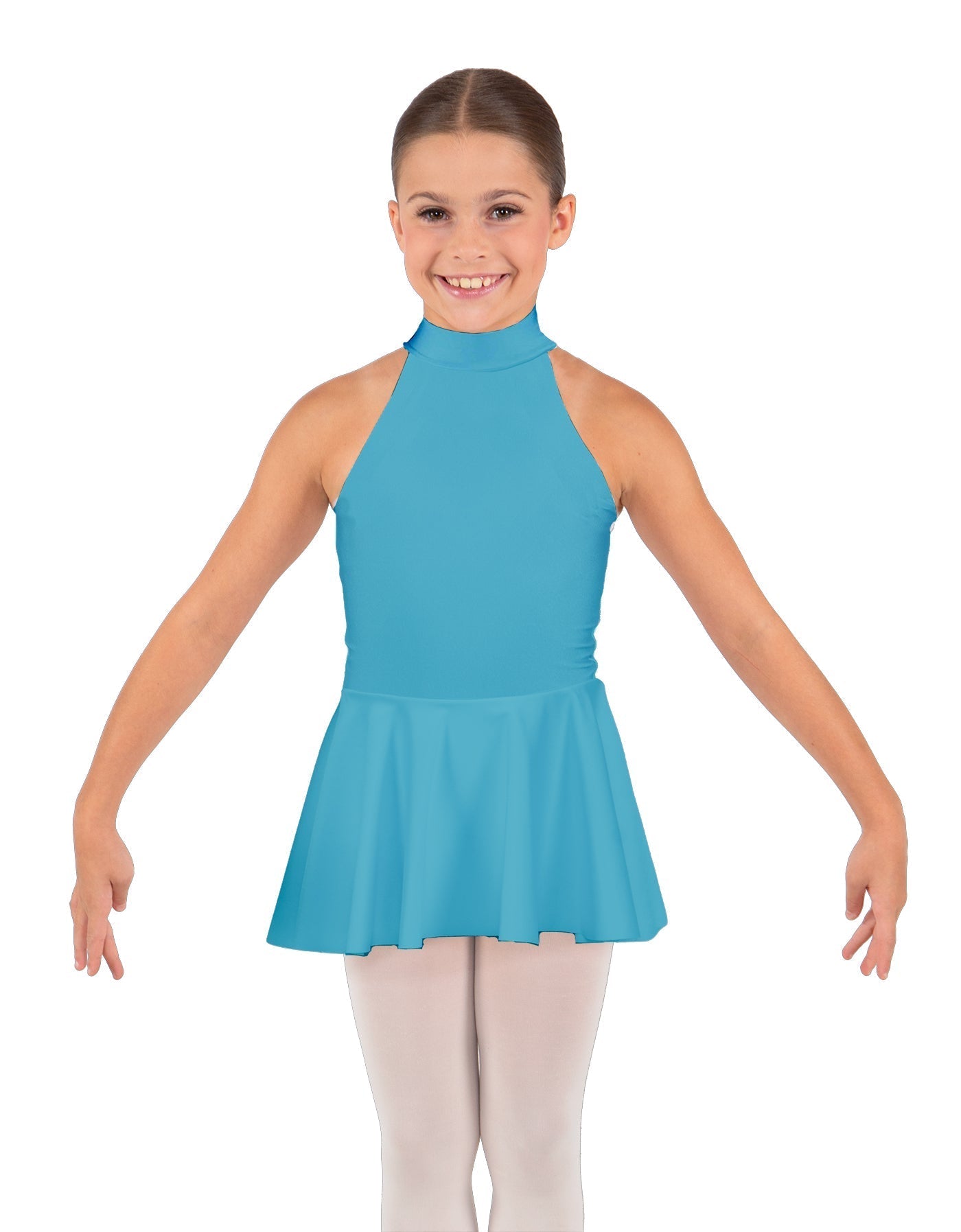 Solid Lycra Halter Collar Dress