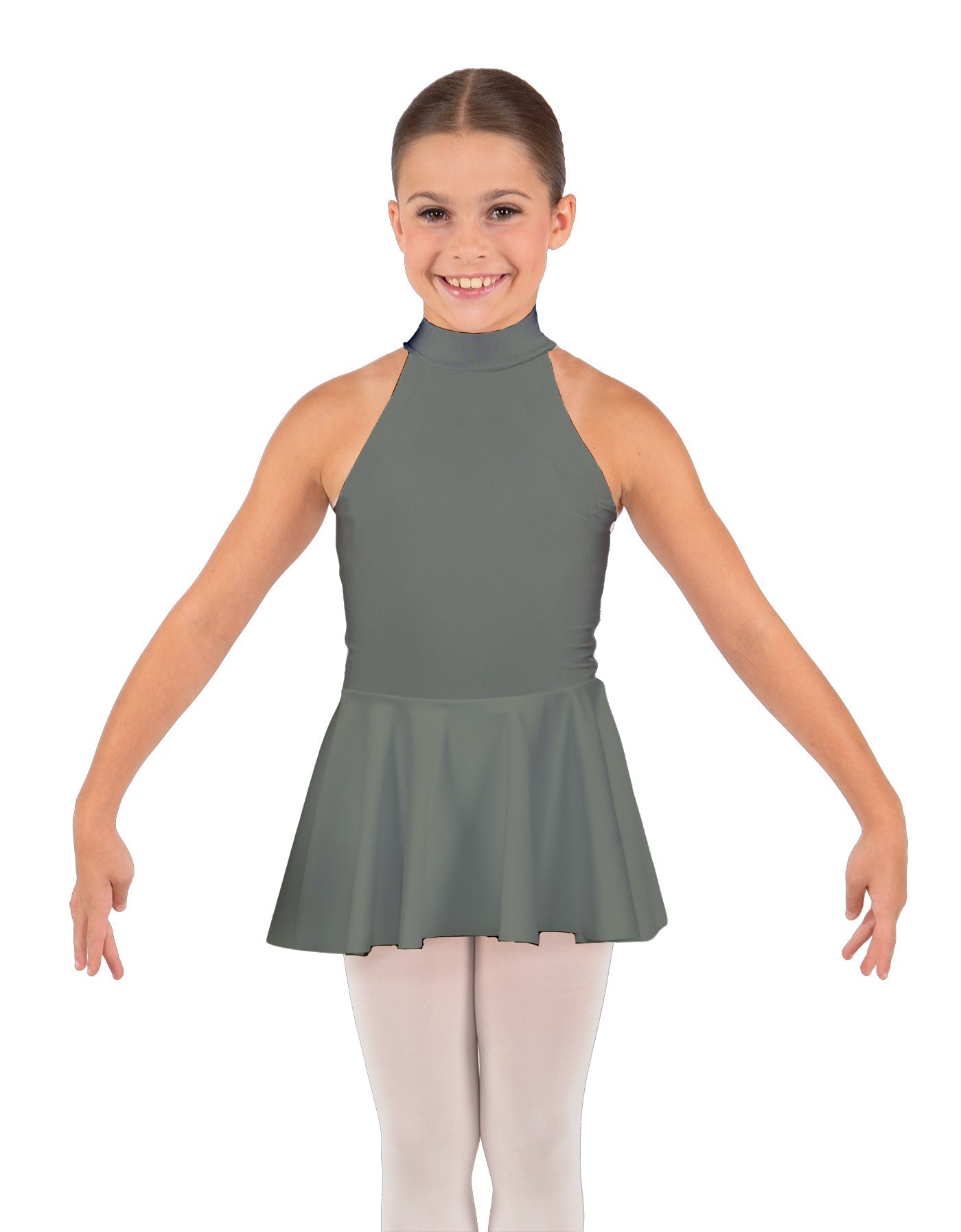 Solid Lycra Halter Collar Dress