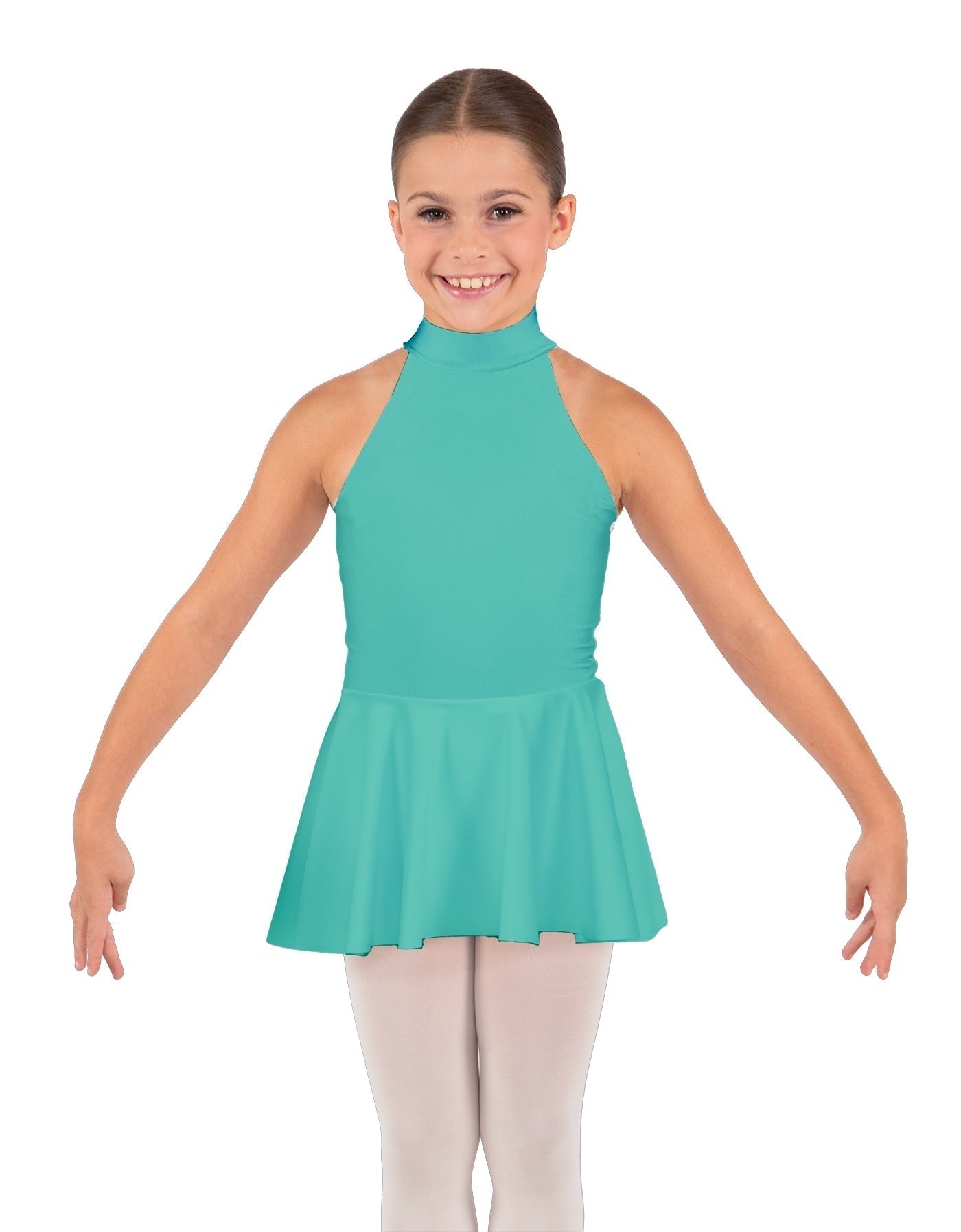 Solid Lycra Halter Collar Dress