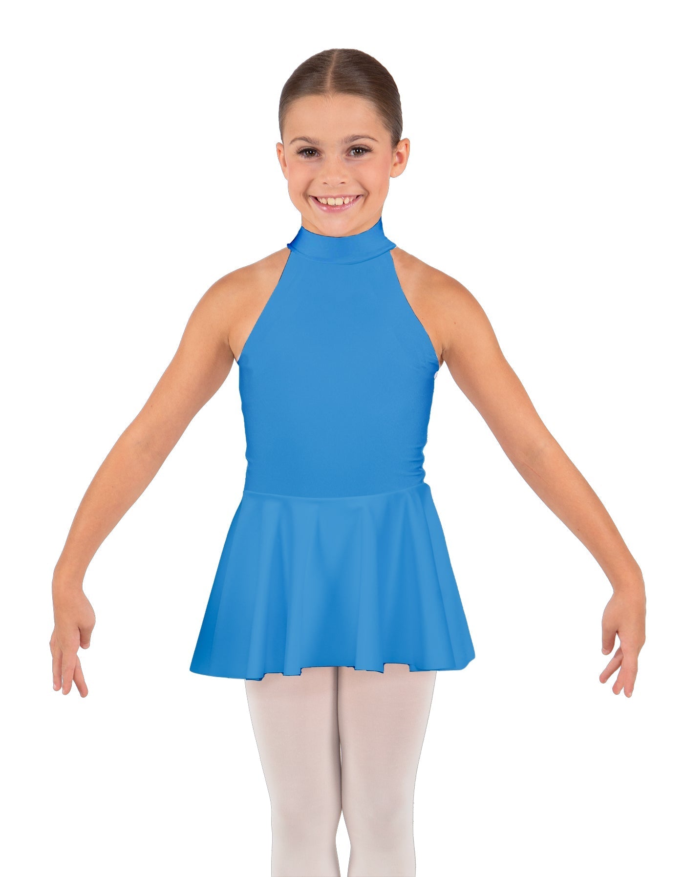 Solid Lycra Halter Collar Dress