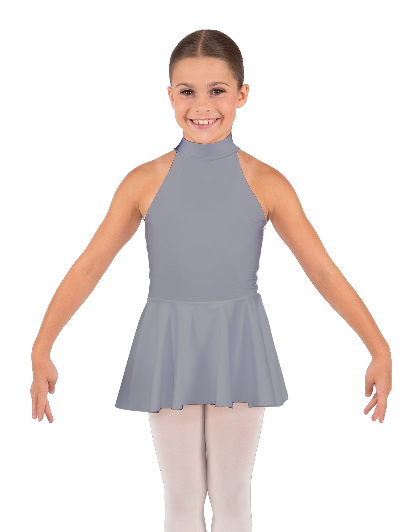 Solid Lycra Halter Collar Dress