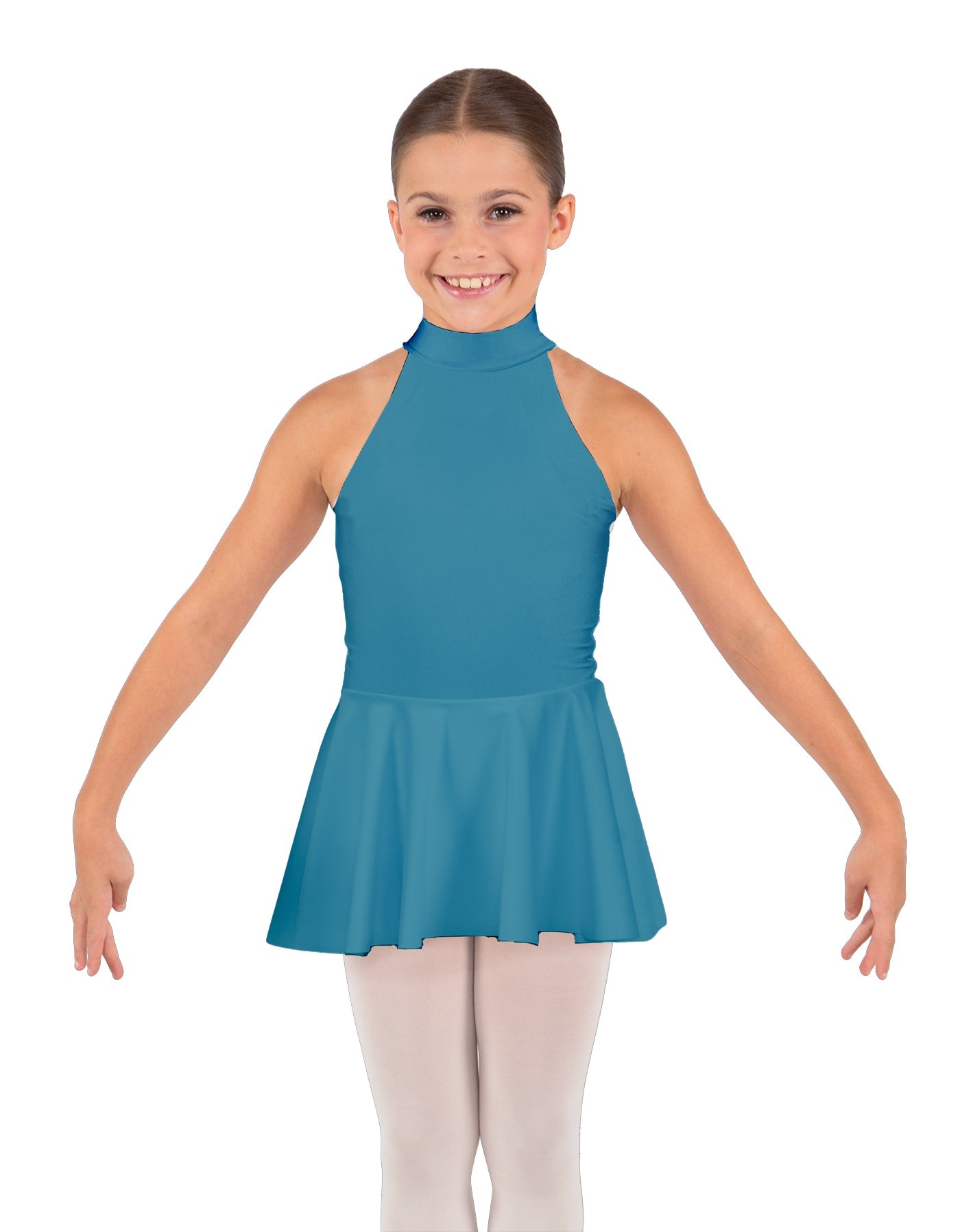 Solid Lycra Halter Collar Dress