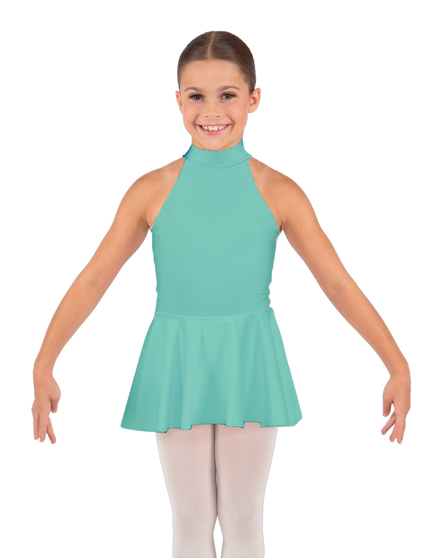 Solid Lycra Halter Collar Dress