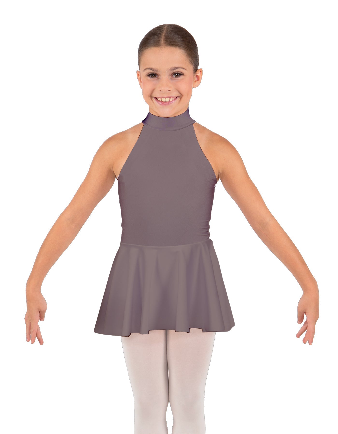 Solid Lycra Halter Collar Dress