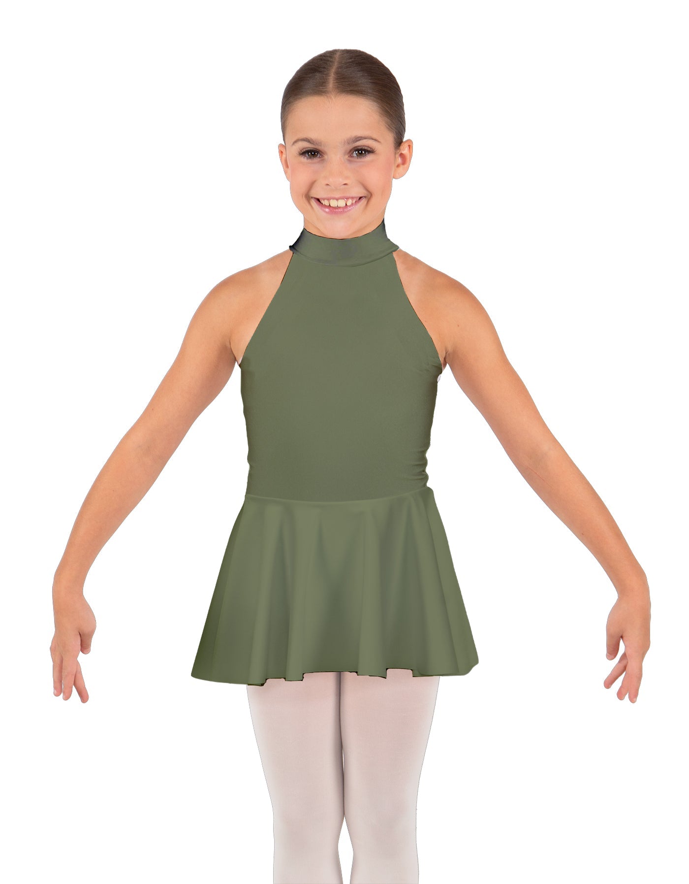 Solid Lycra Halter Collar Dress