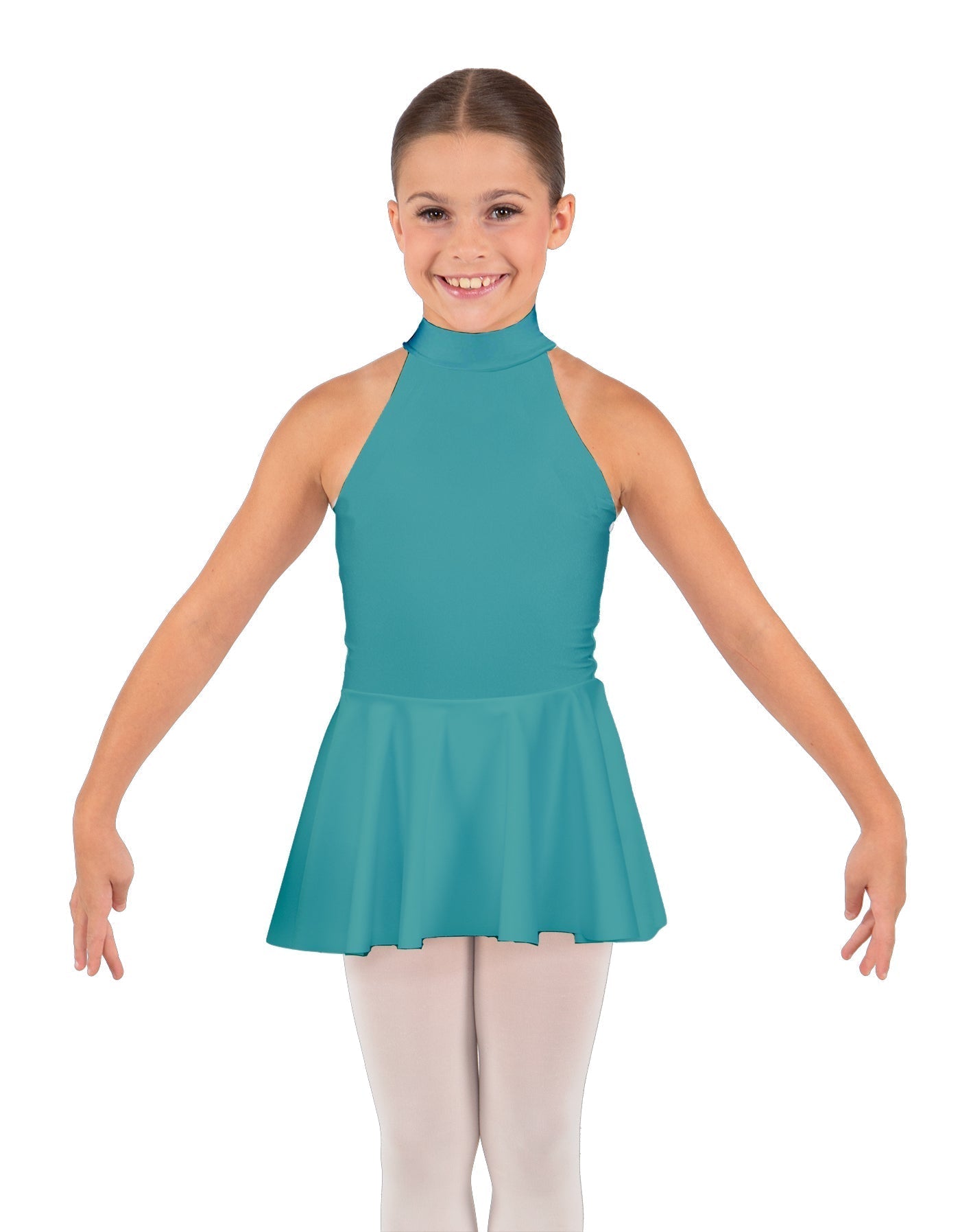Solid Lycra Halter Collar Dress