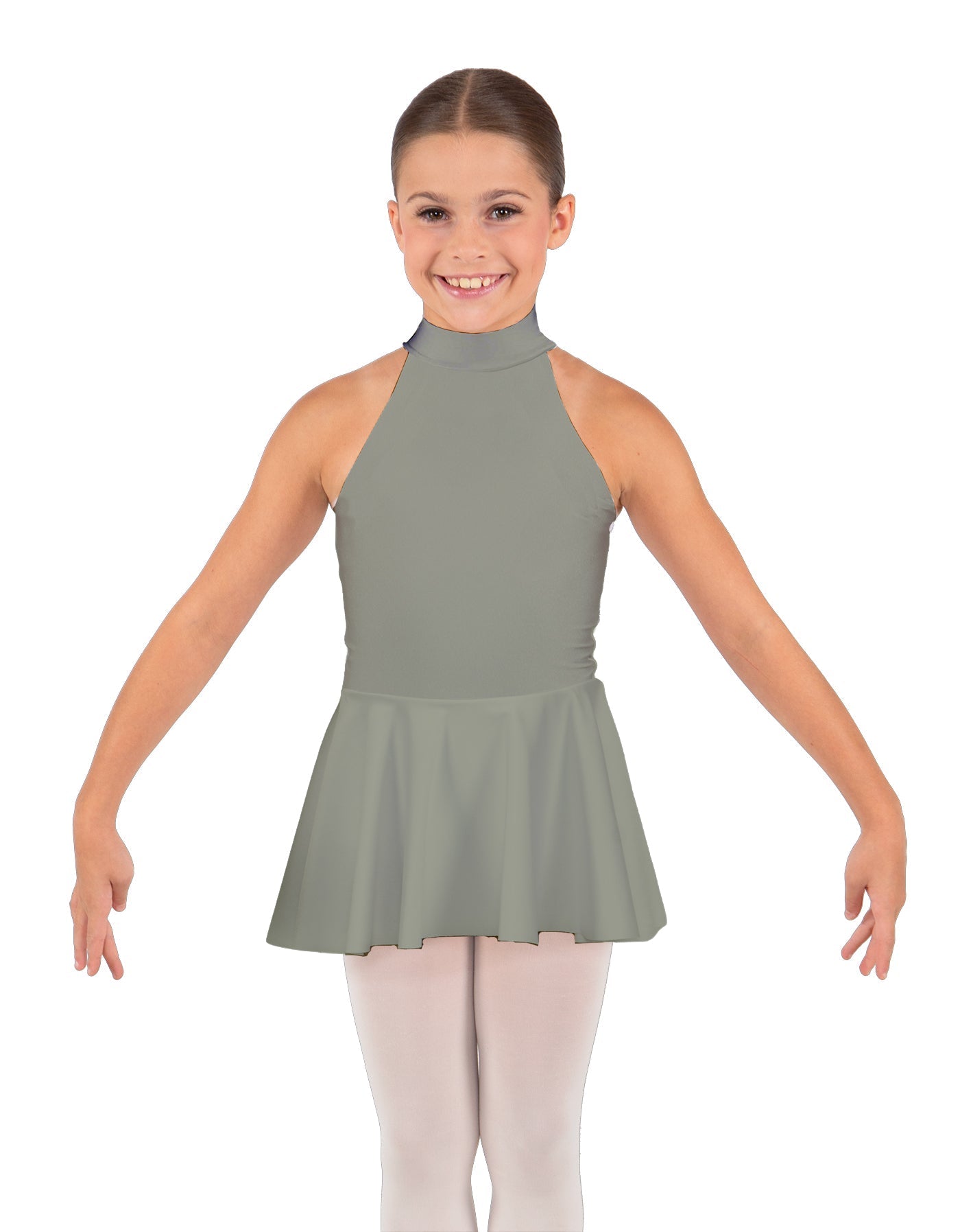 Solid Lycra Halter Collar Dress