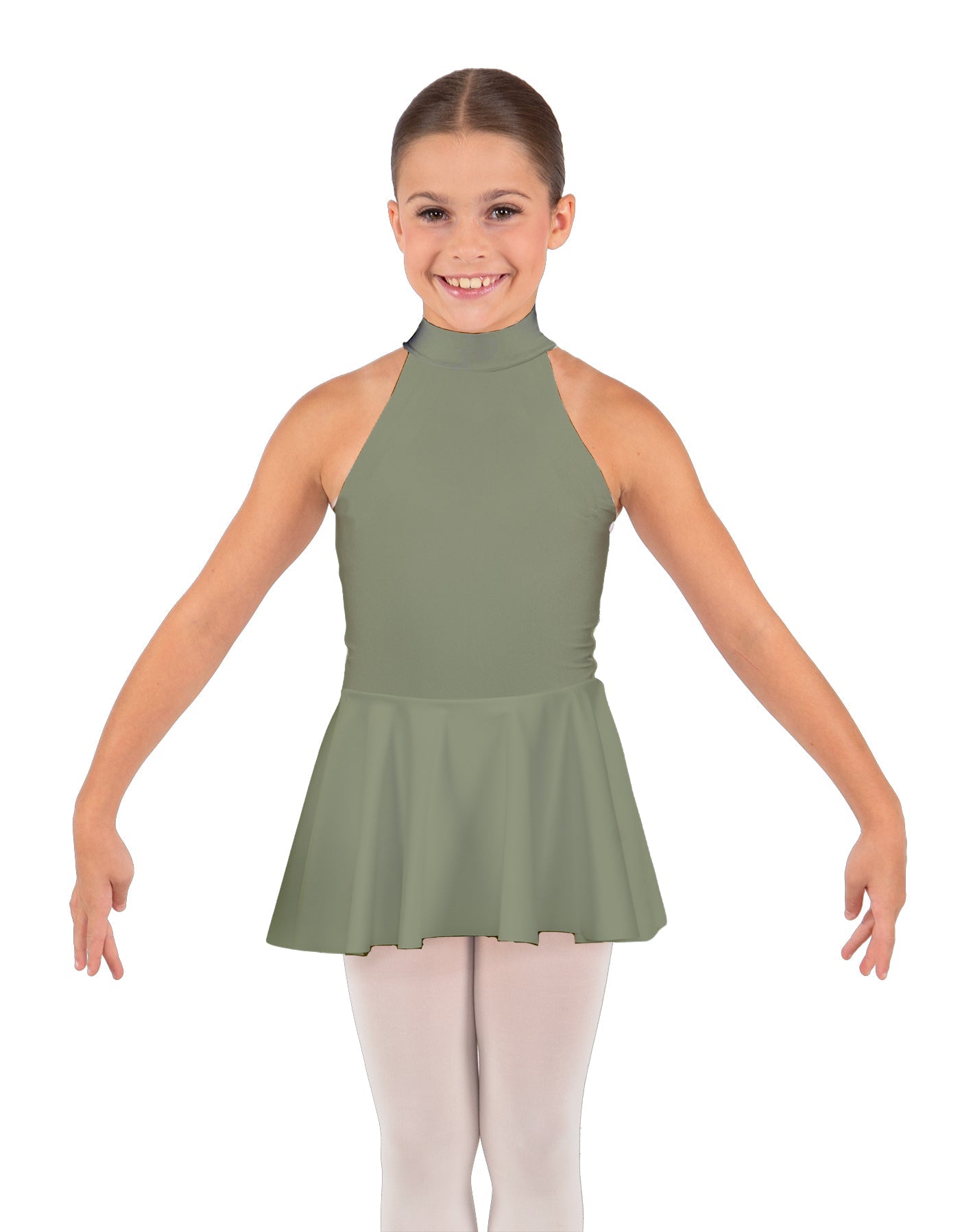 Solid Lycra Halter Collar Dress