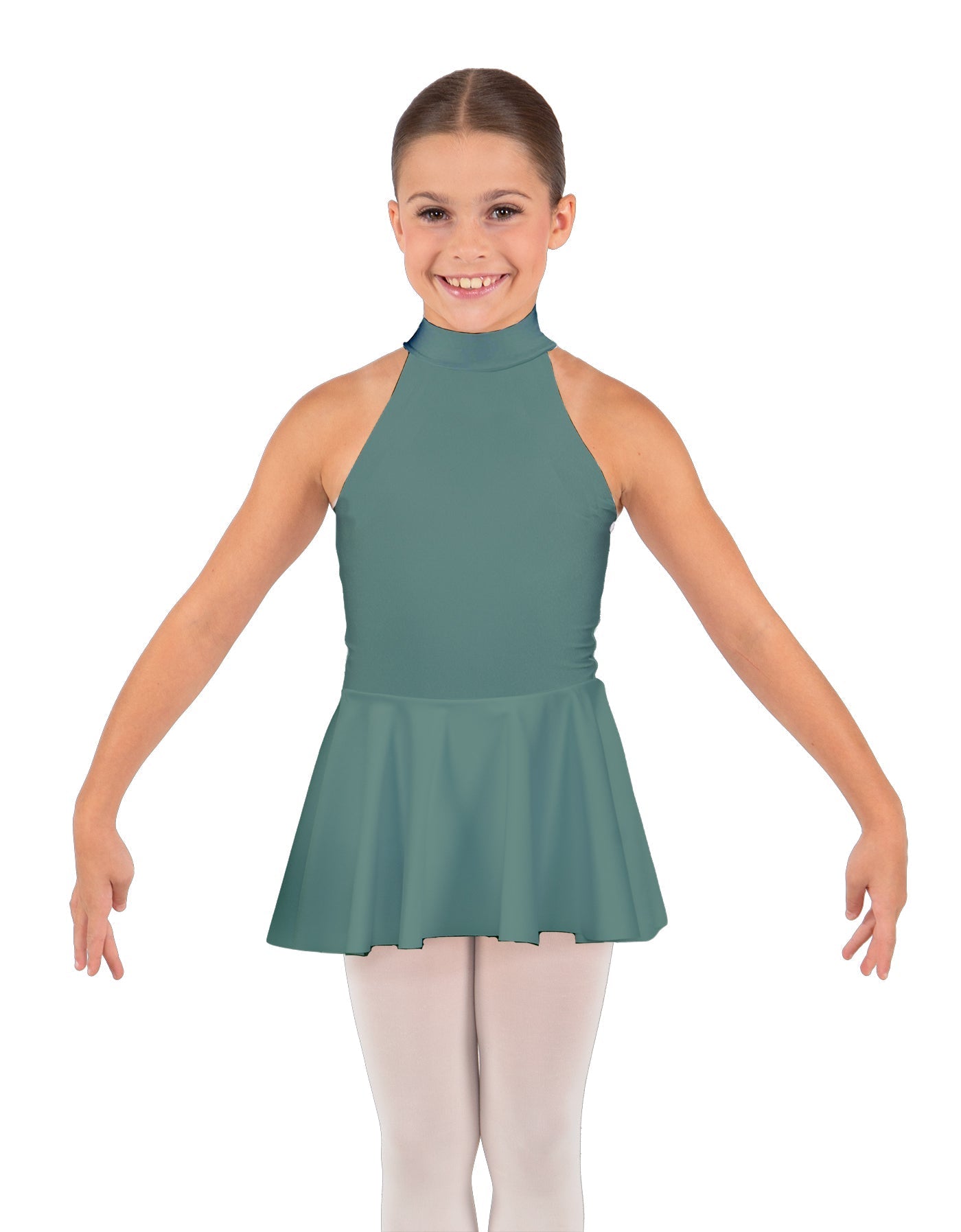 Solid Lycra Halter Collar Dress