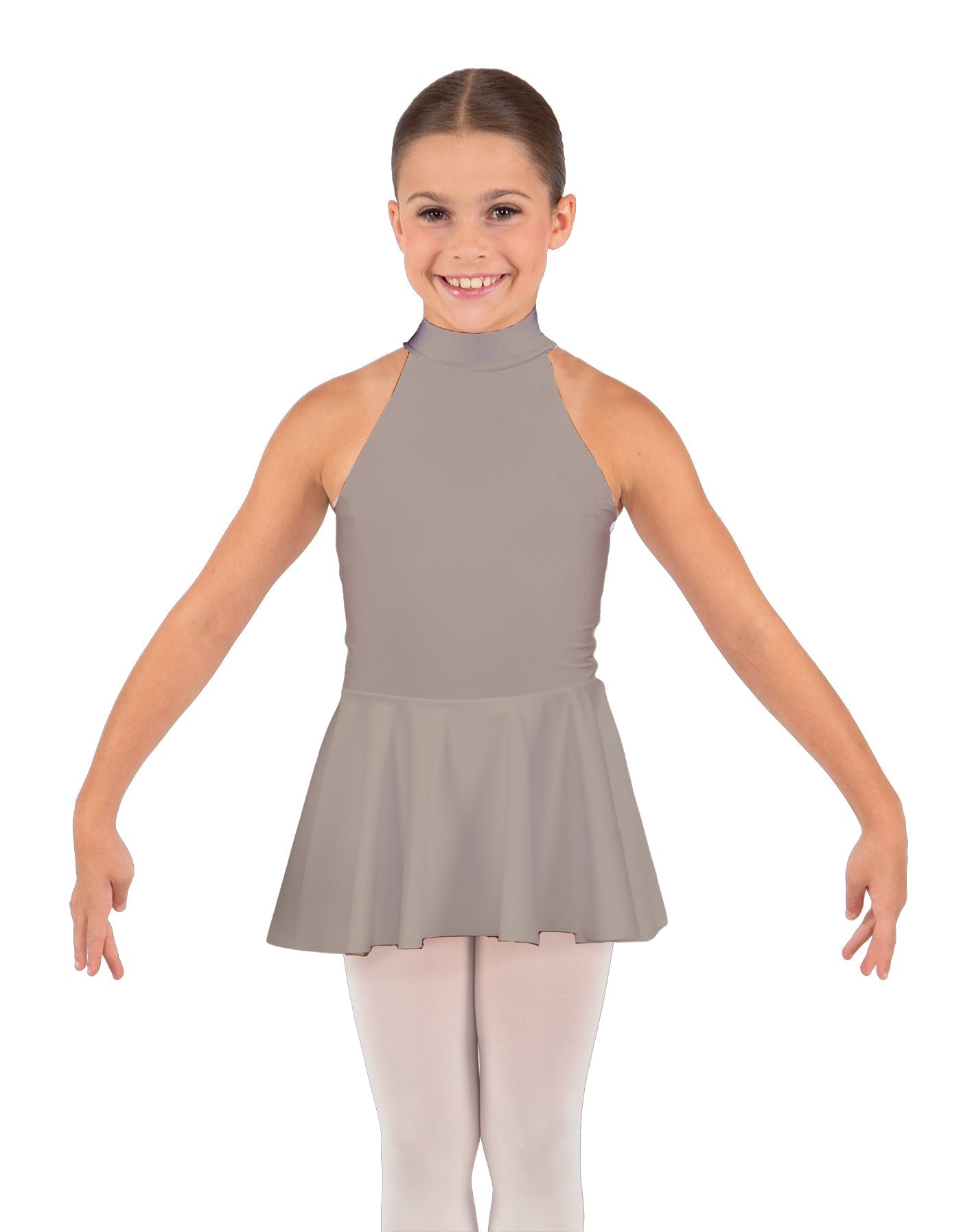 Solid Lycra Halter Collar Dress