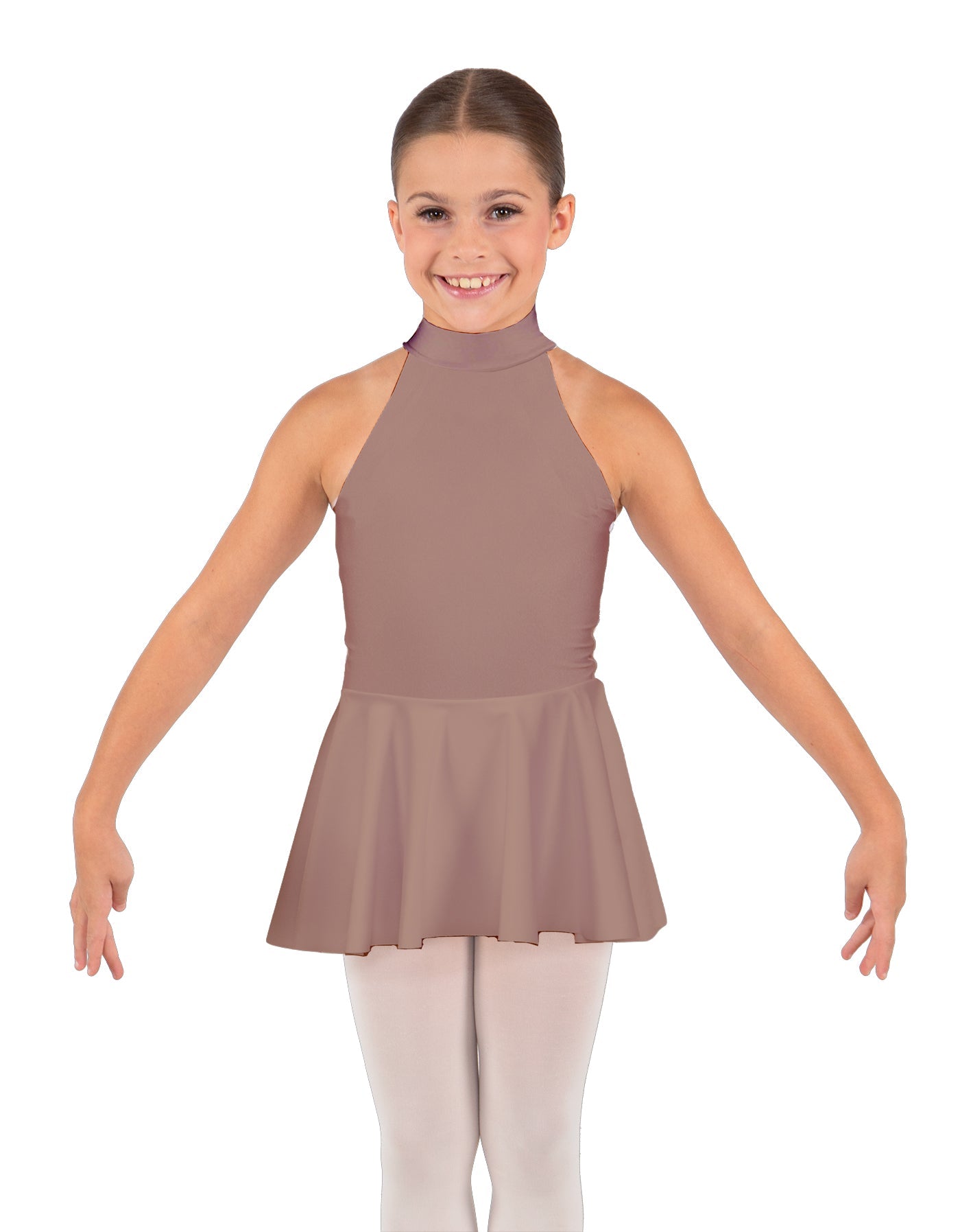 Solid Lycra Halter Collar Dress