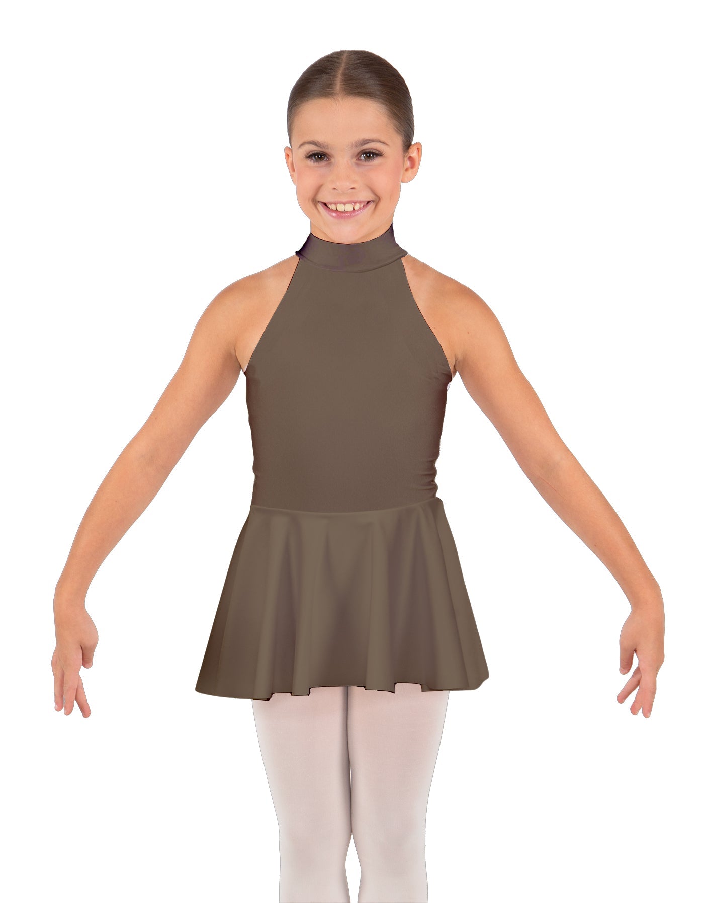 Solid Lycra Halter Collar Dress