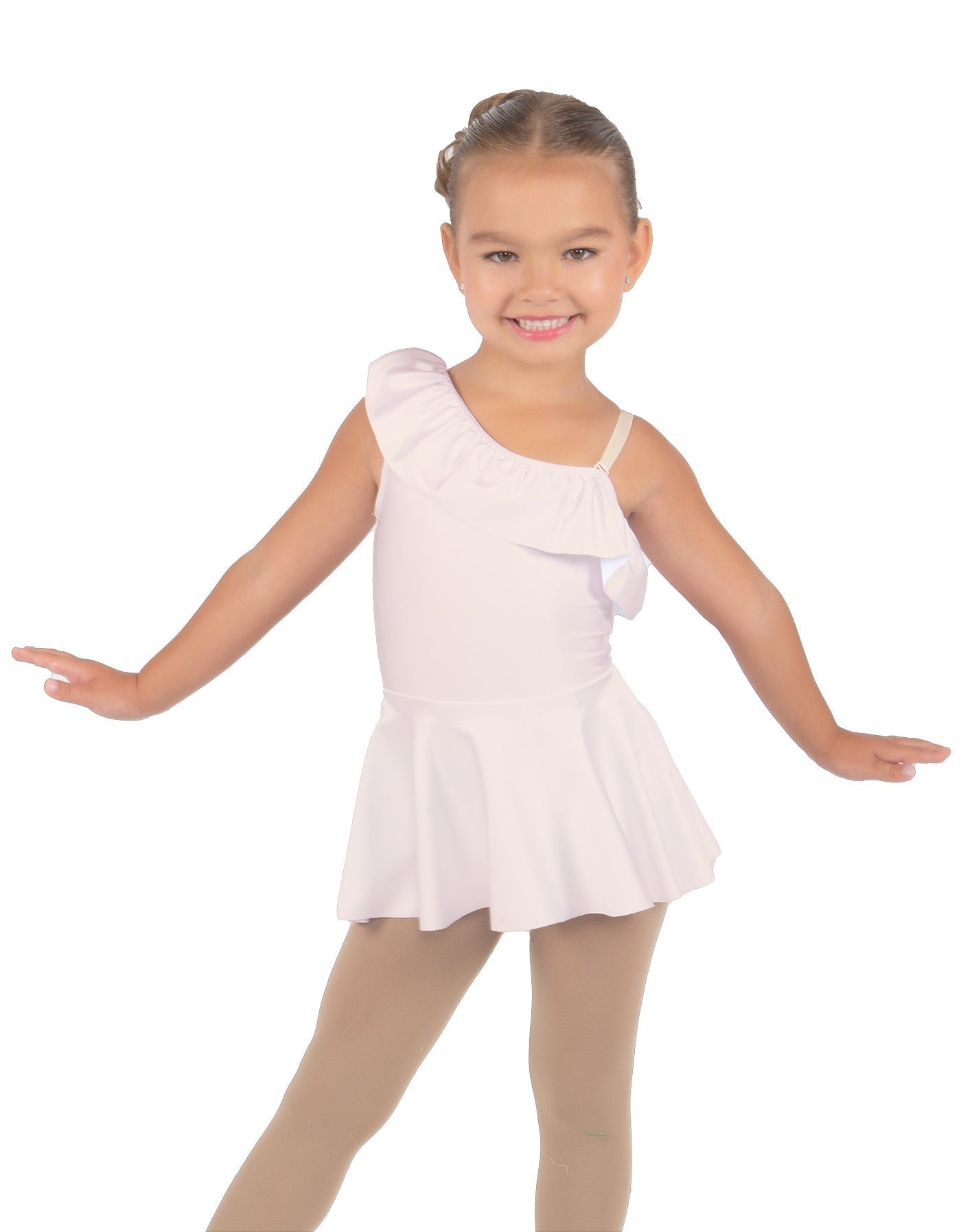 Solid Lycra One Shoulder w Ruffle Dress