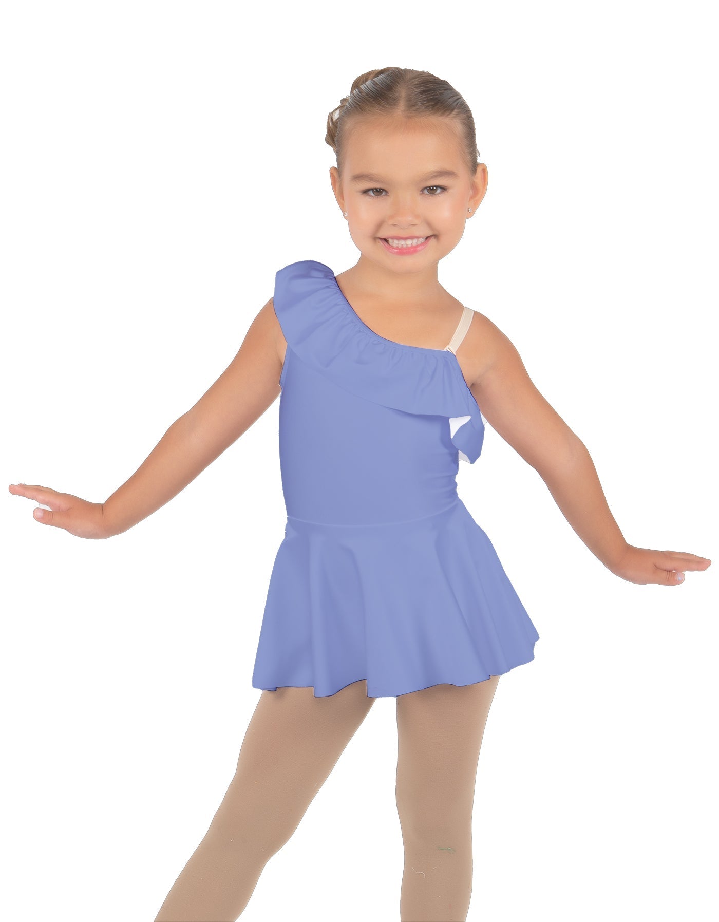 Solid Lycra One Shoulder w Ruffle Dress
