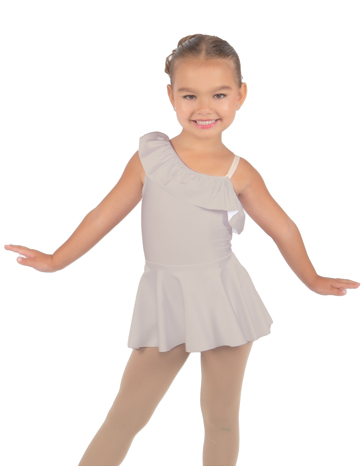 Solid Lycra One Shoulder w Ruffle Dress