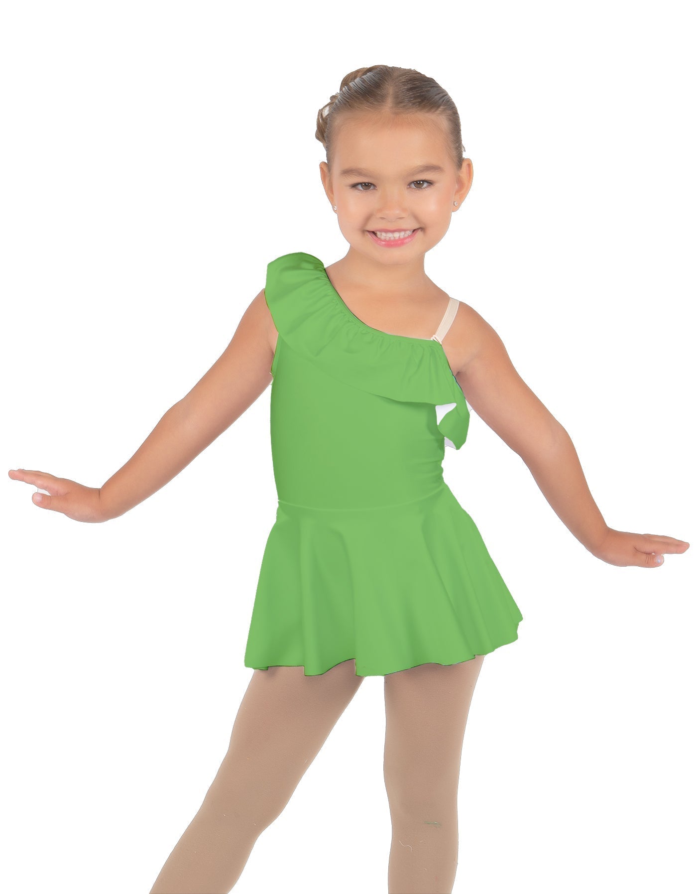 Solid Lycra One Shoulder w Ruffle Dress