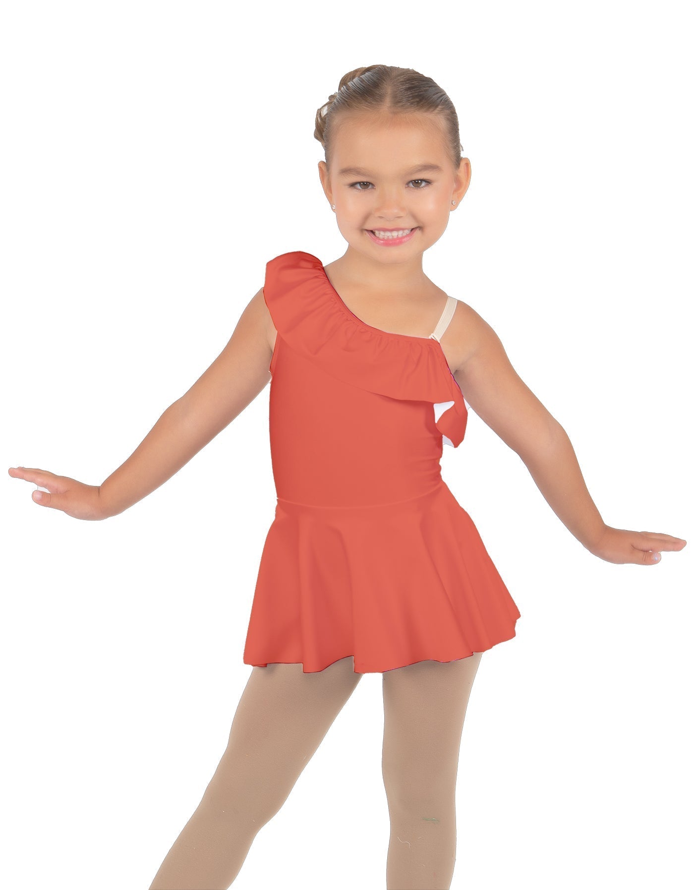Solid Lycra One Shoulder w Ruffle Dress