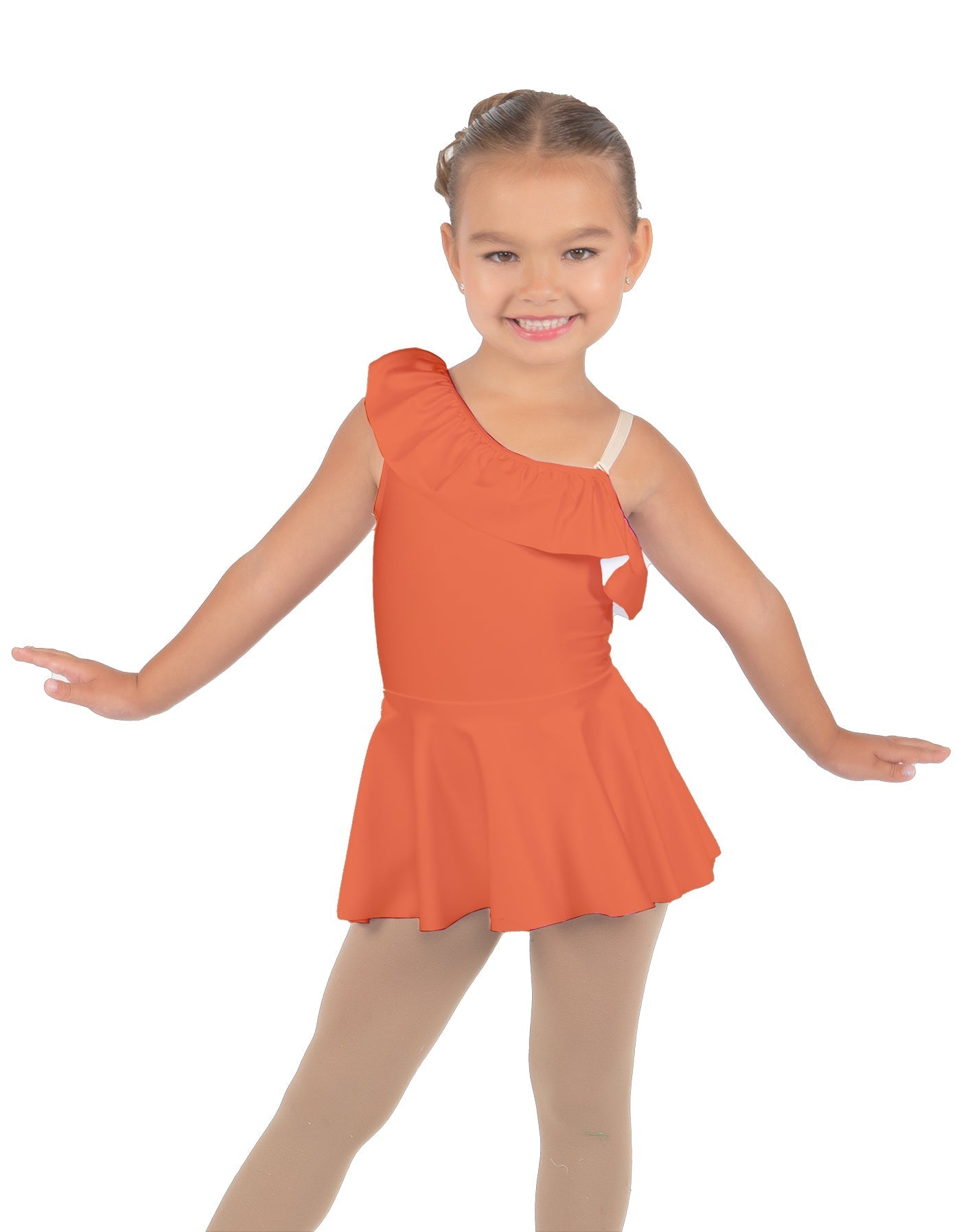 Solid Lycra One Shoulder w Ruffle Dress