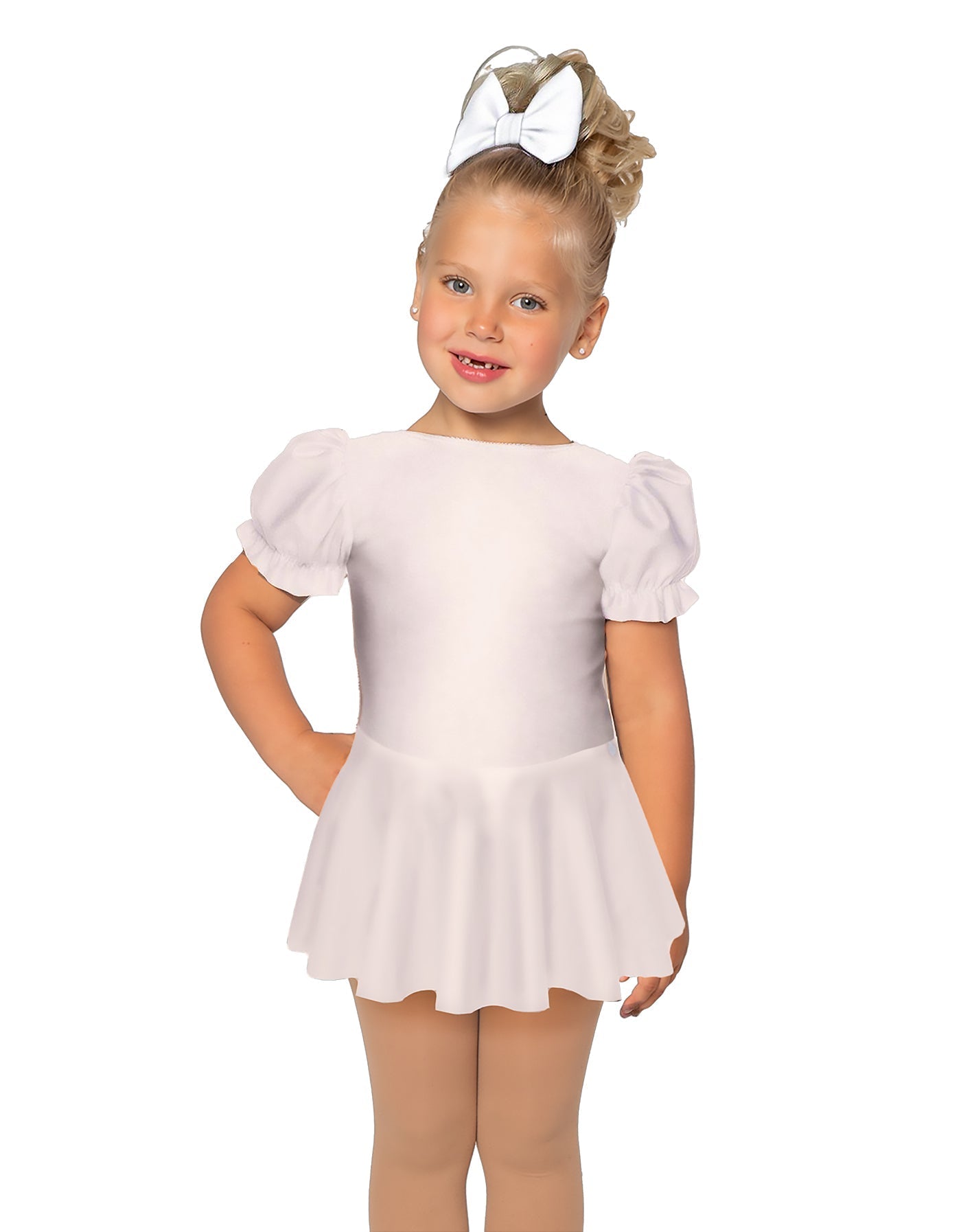 Solid Lycra Puff Sleeve Dress