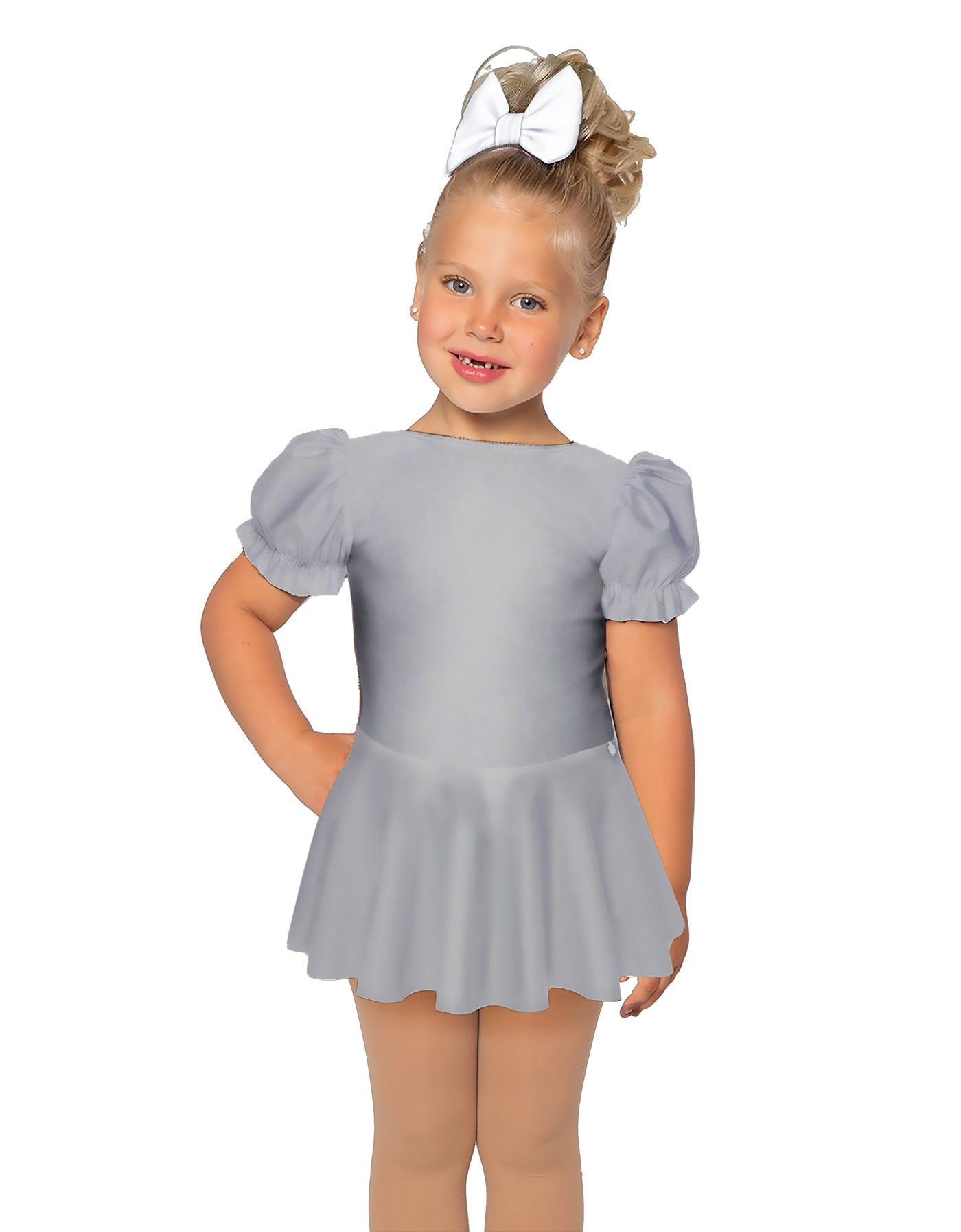 Solid Lycra Puff Sleeve Dress