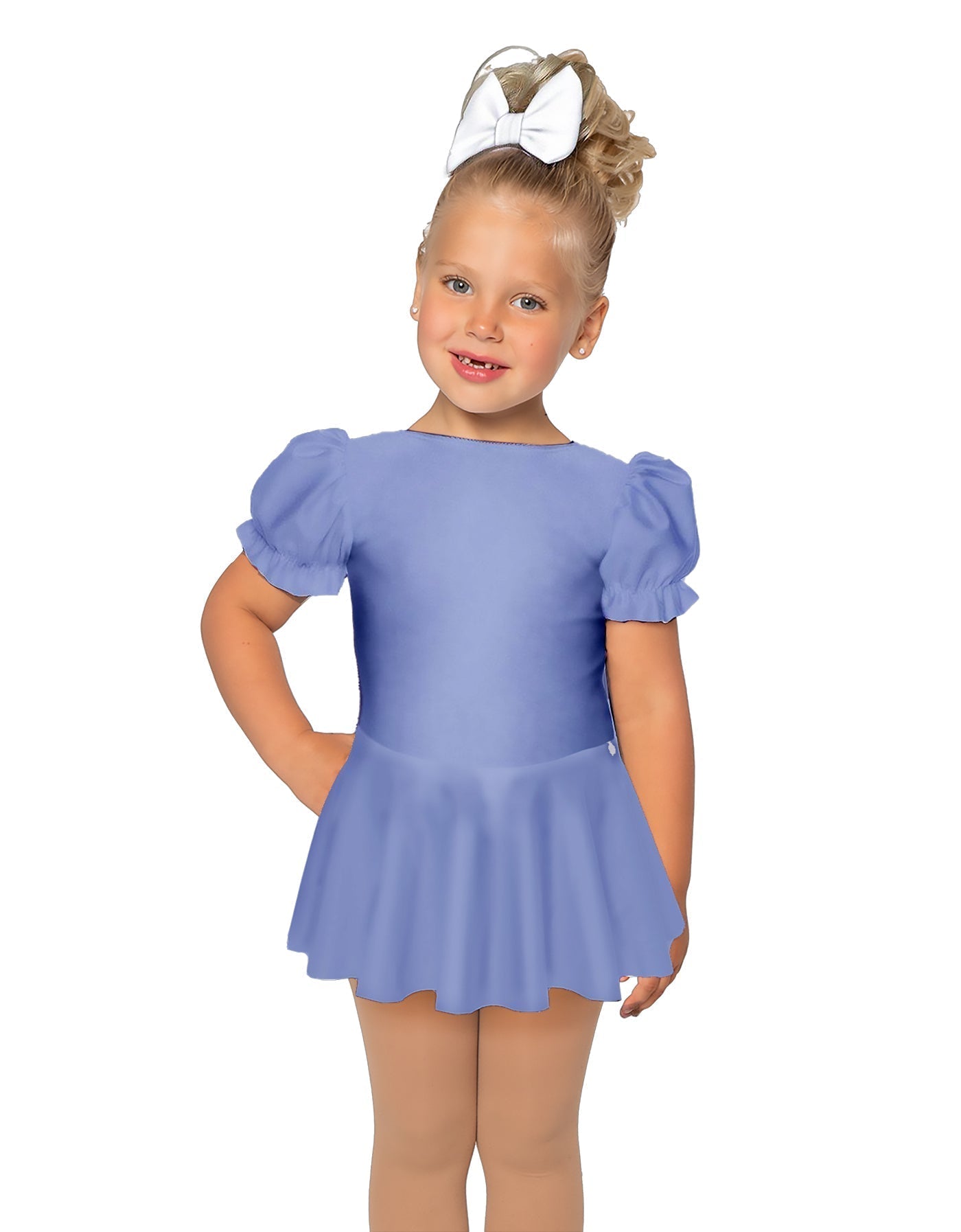 Solid Lycra Puff Sleeve Dress