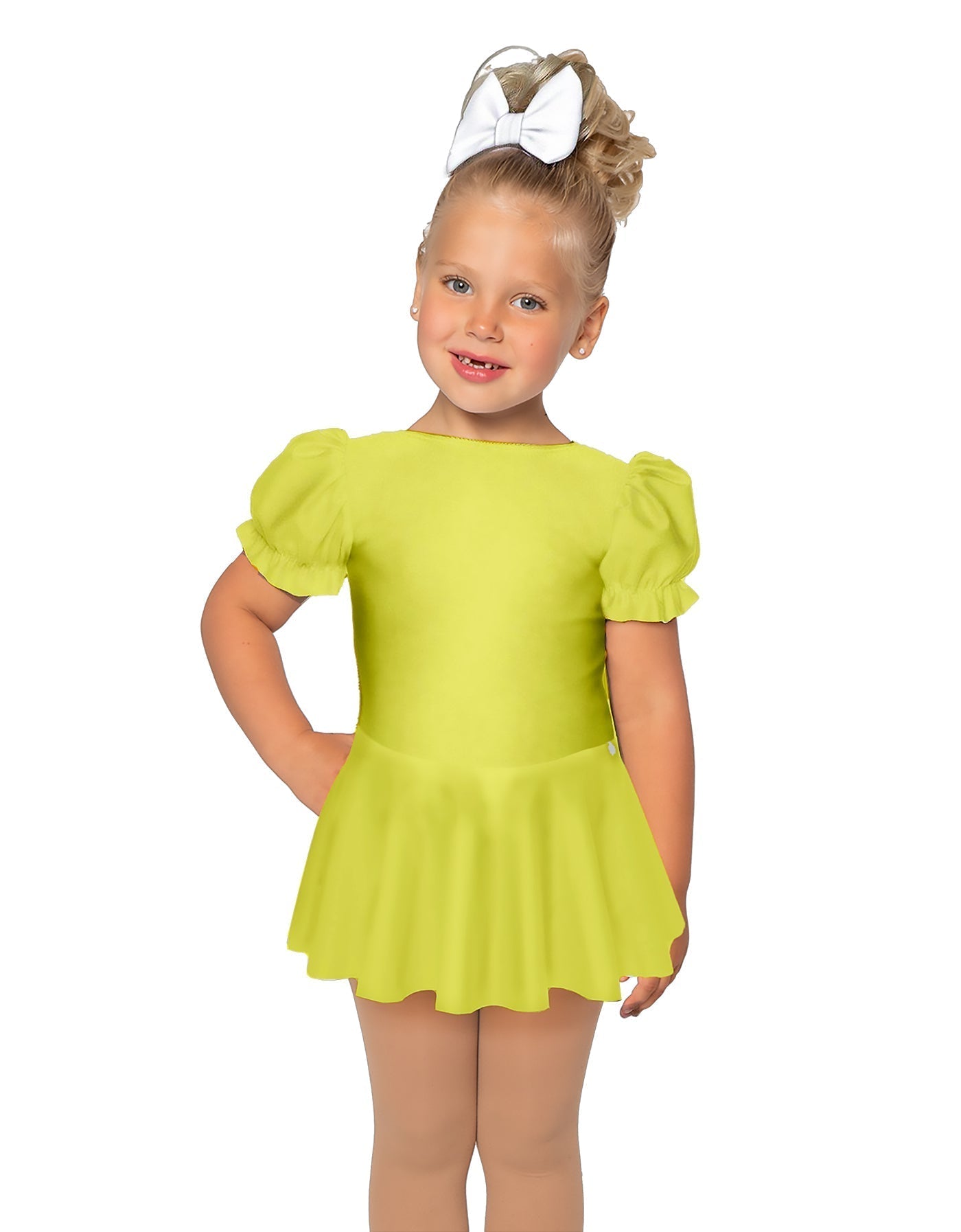 Solid Lycra Puff Sleeve Dress