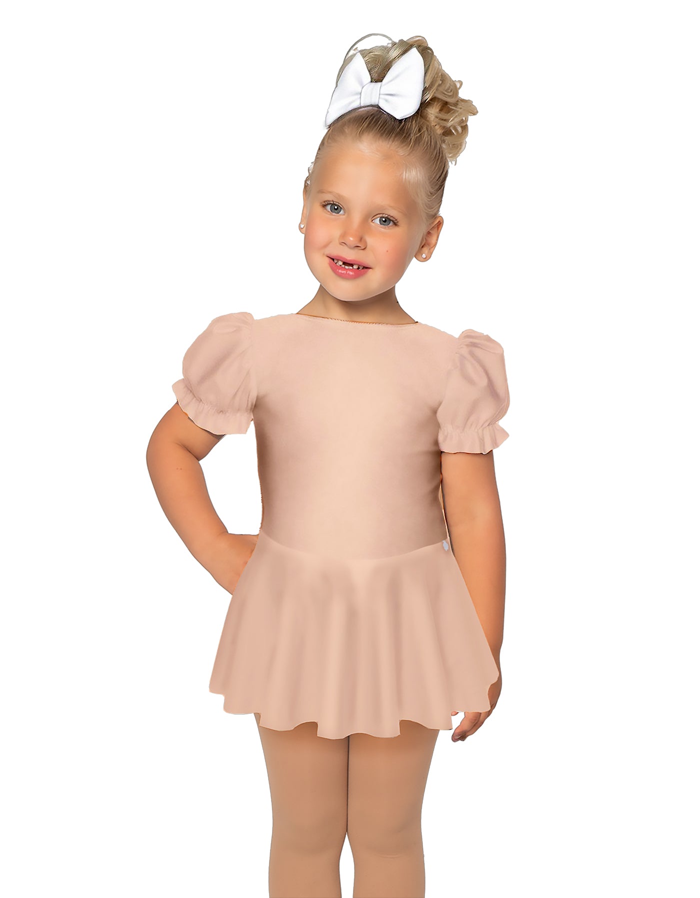 Solid Lycra Puff Sleeve Dress