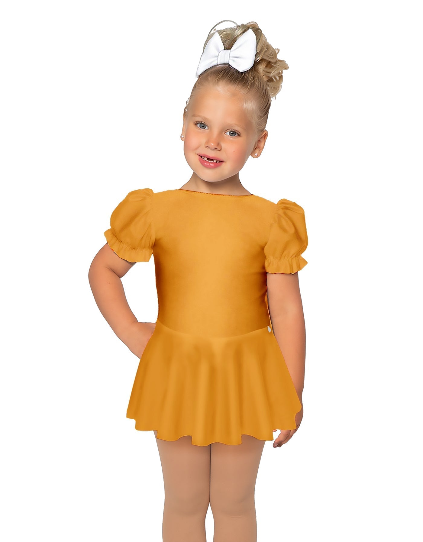 Solid Lycra Puff Sleeve Dress