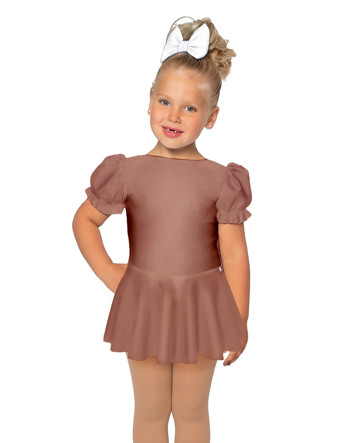 Solid Lycra Puff Sleeve Dress