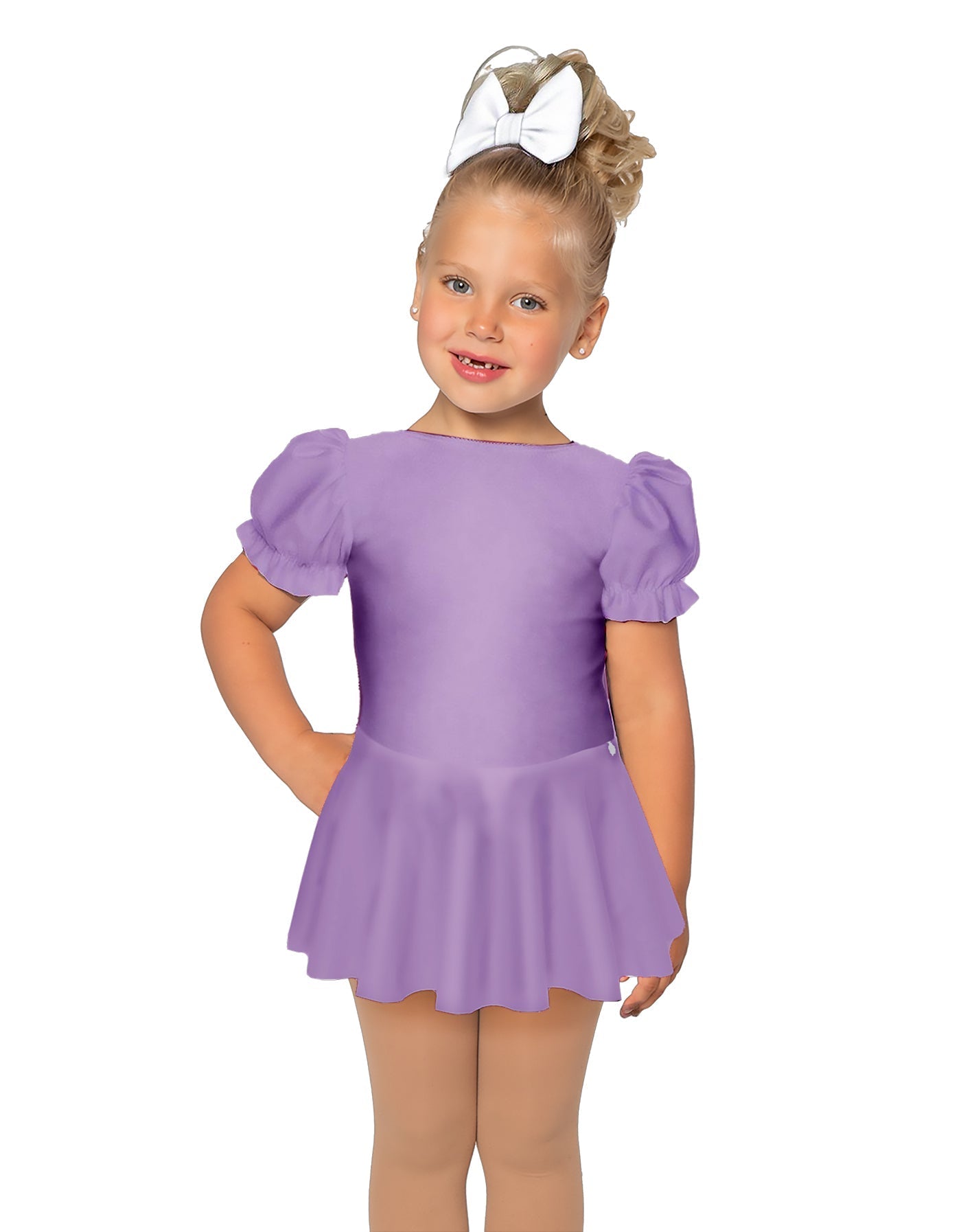Solid Lycra Puff Sleeve Dress