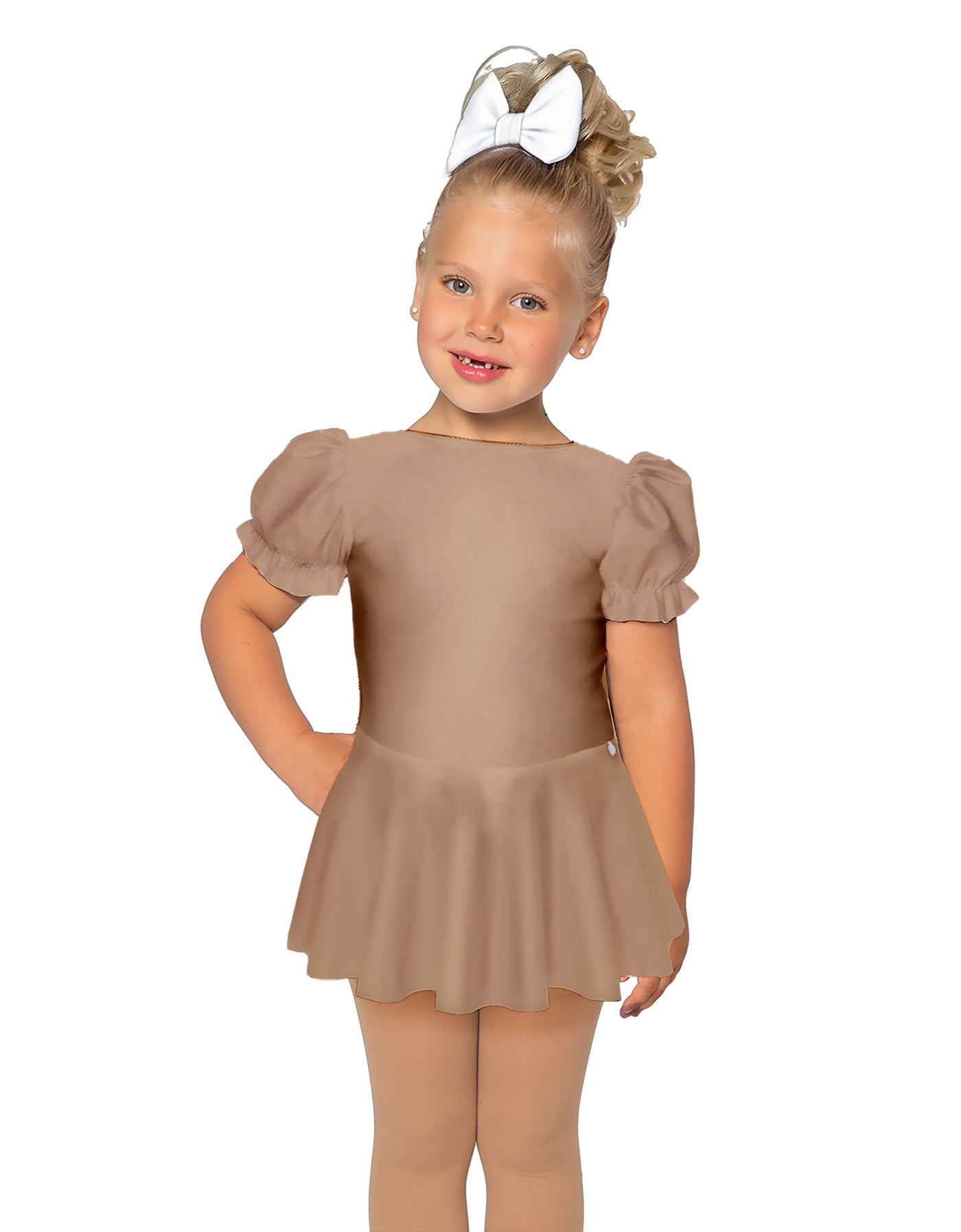 Solid Lycra Puff Sleeve Dress