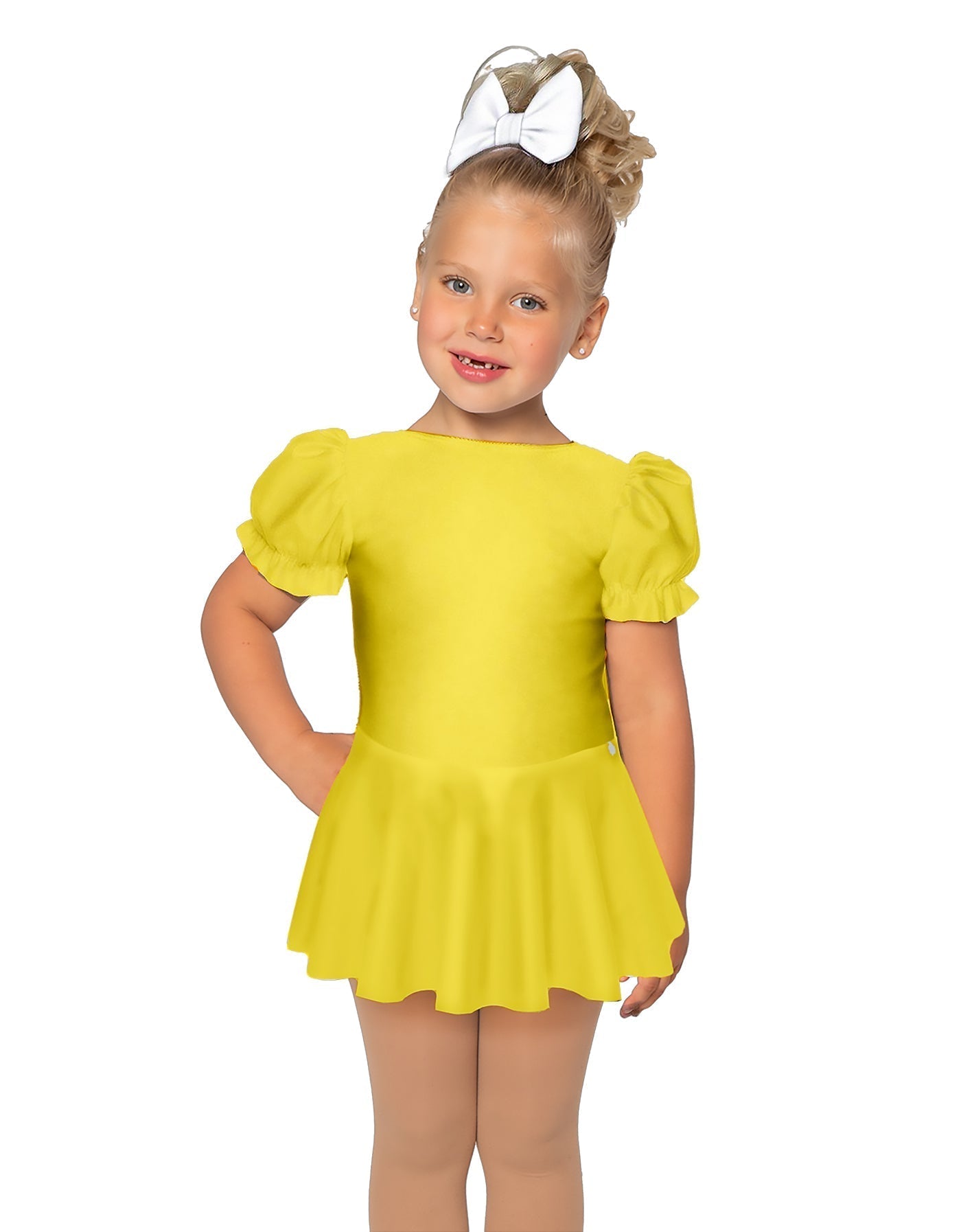 Solid Lycra Puff Sleeve Dress