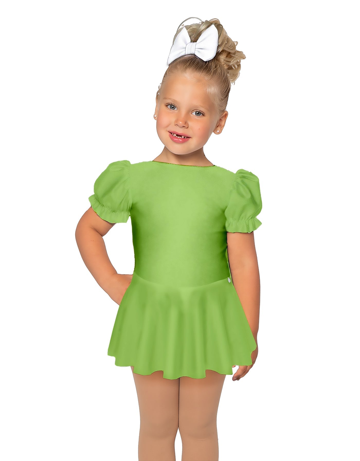 Solid Lycra Puff Sleeve Dress