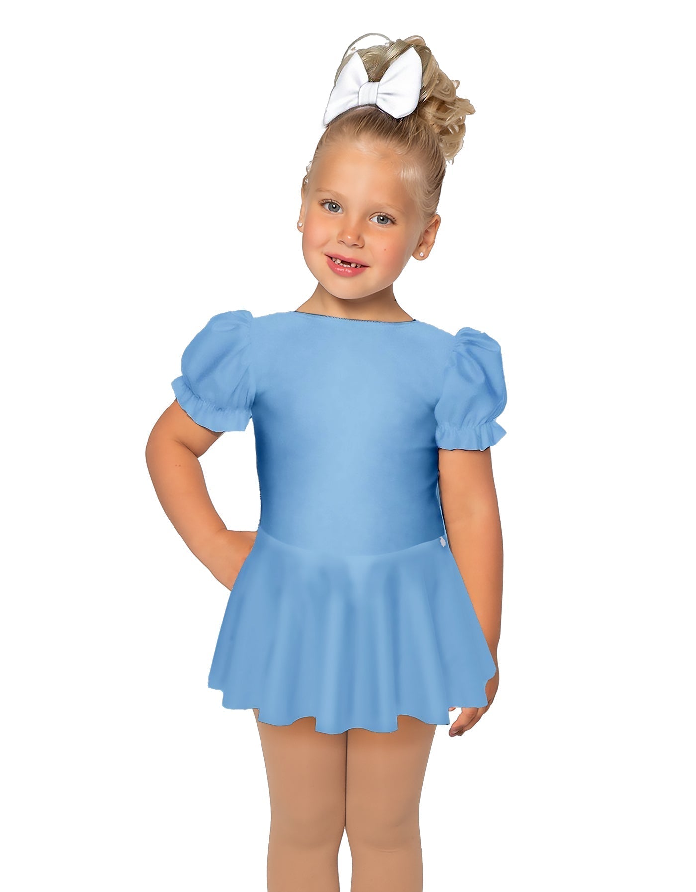Solid Lycra Puff Sleeve Dress
