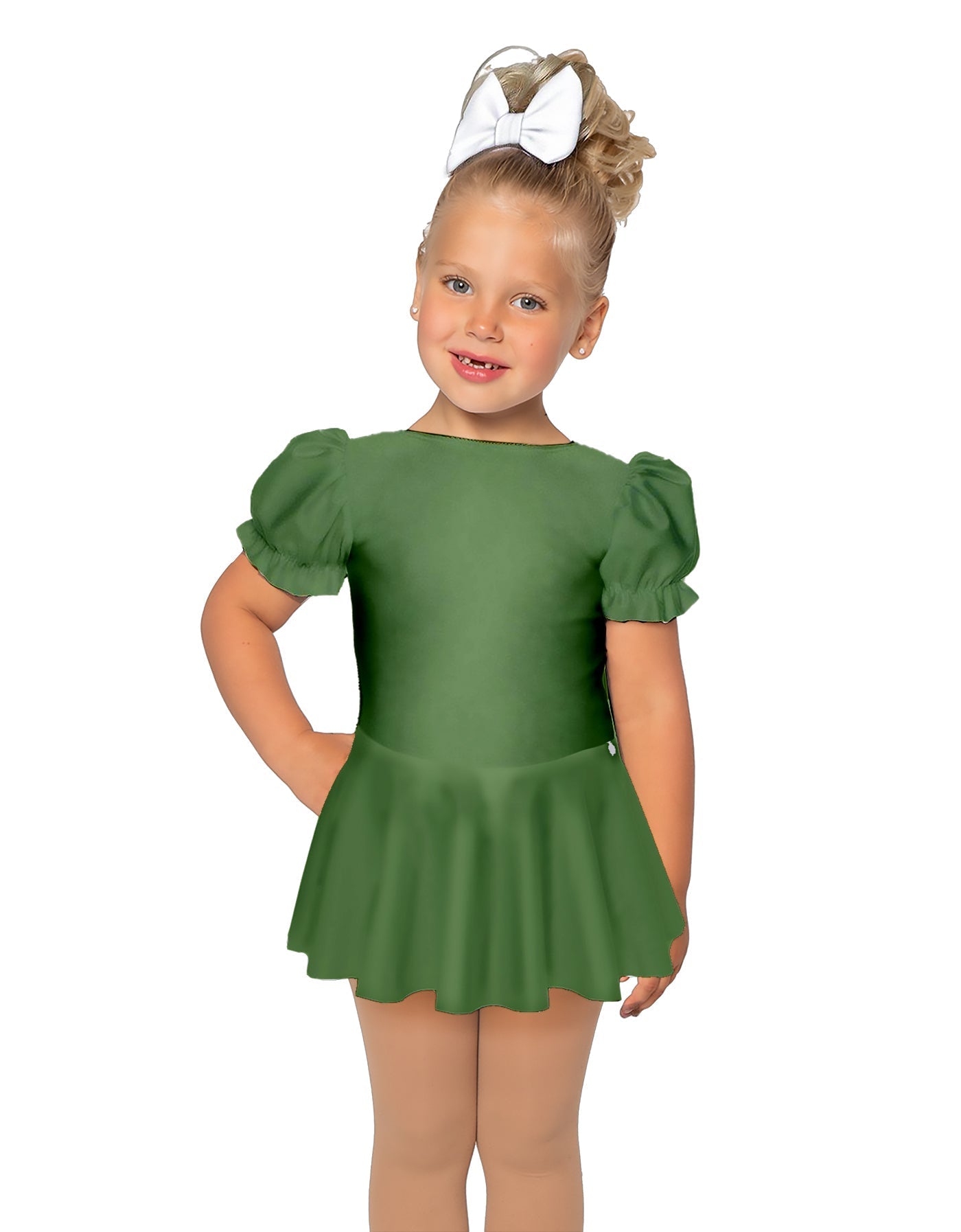Solid Lycra Puff Sleeve Dress