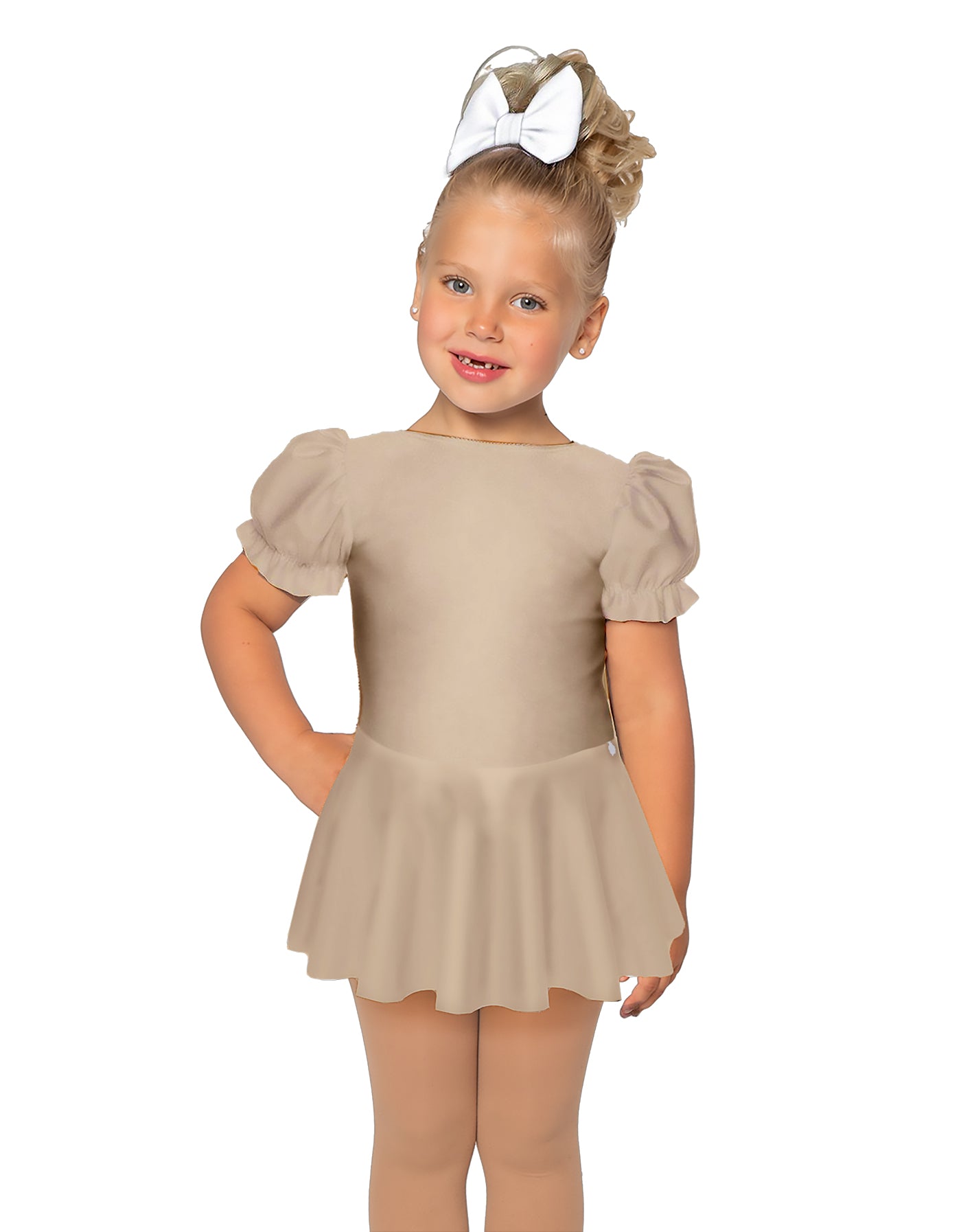Solid Lycra Puff Sleeve Dress