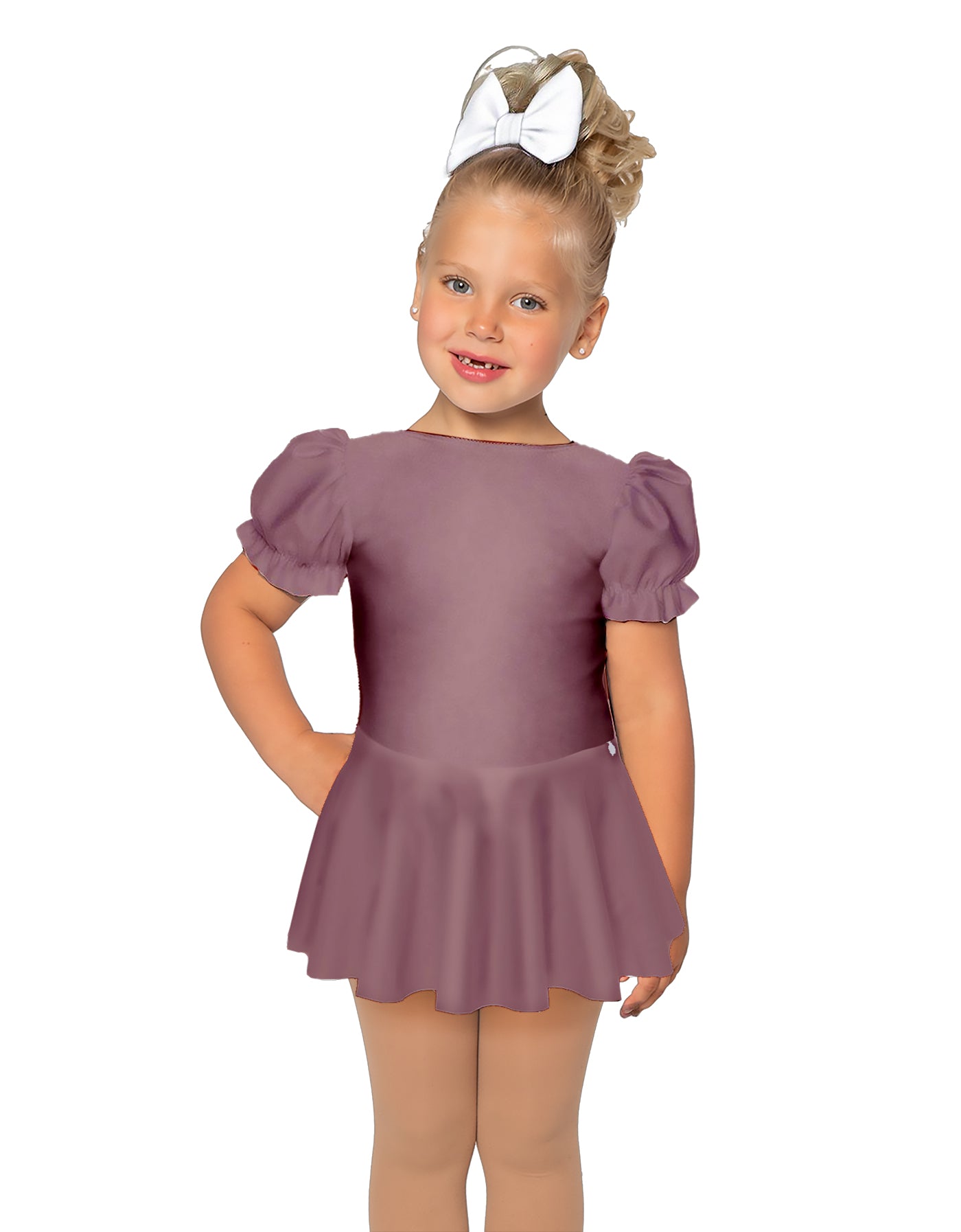 Solid Lycra Puff Sleeve Dress