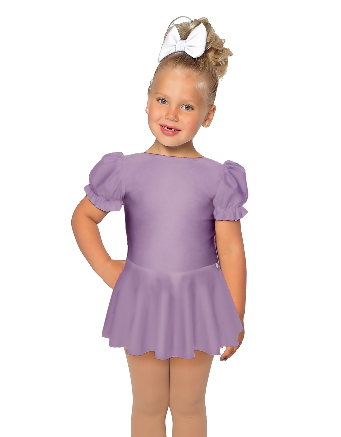Solid Lycra Puff Sleeve Dress