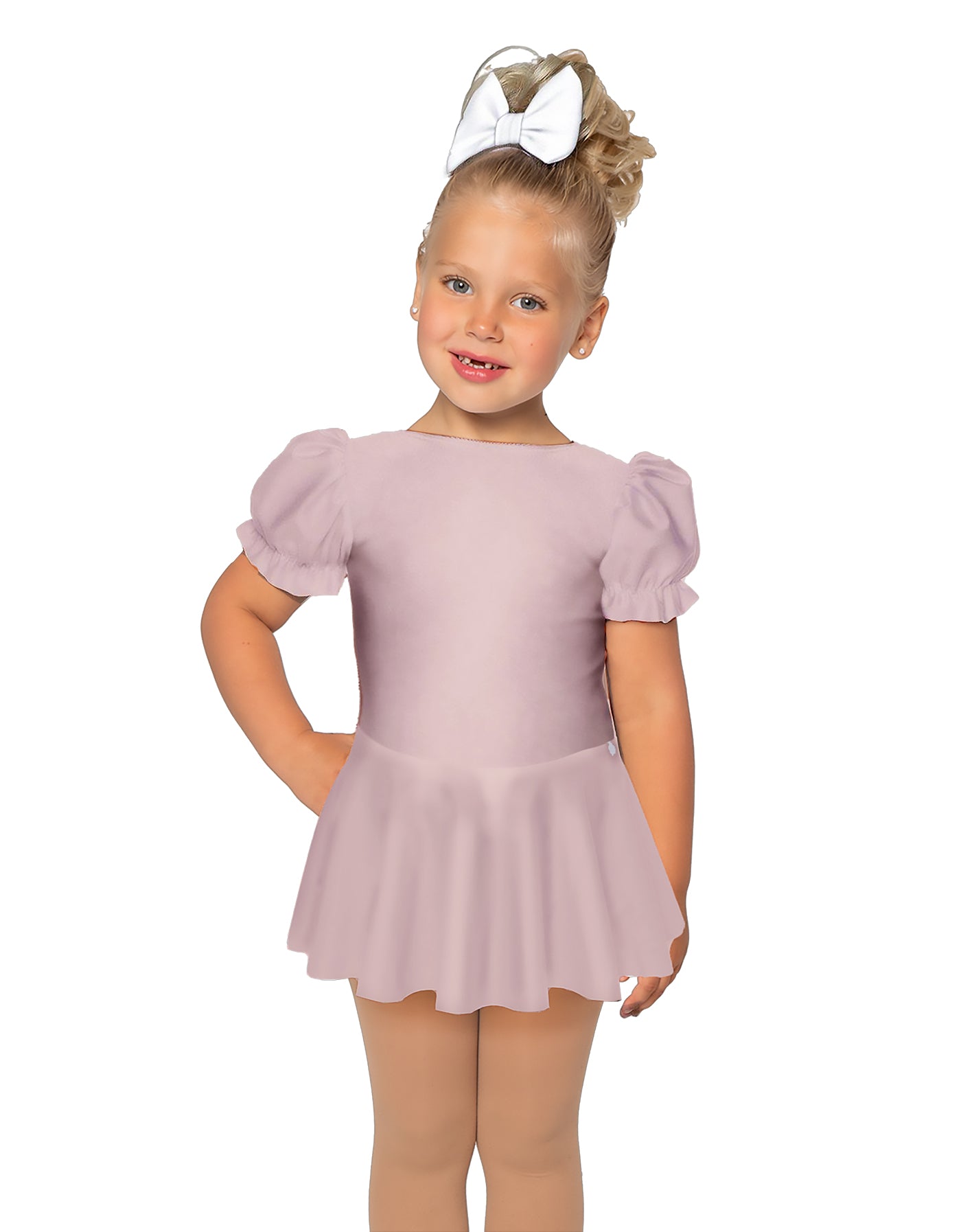 Solid Lycra Puff Sleeve Dress