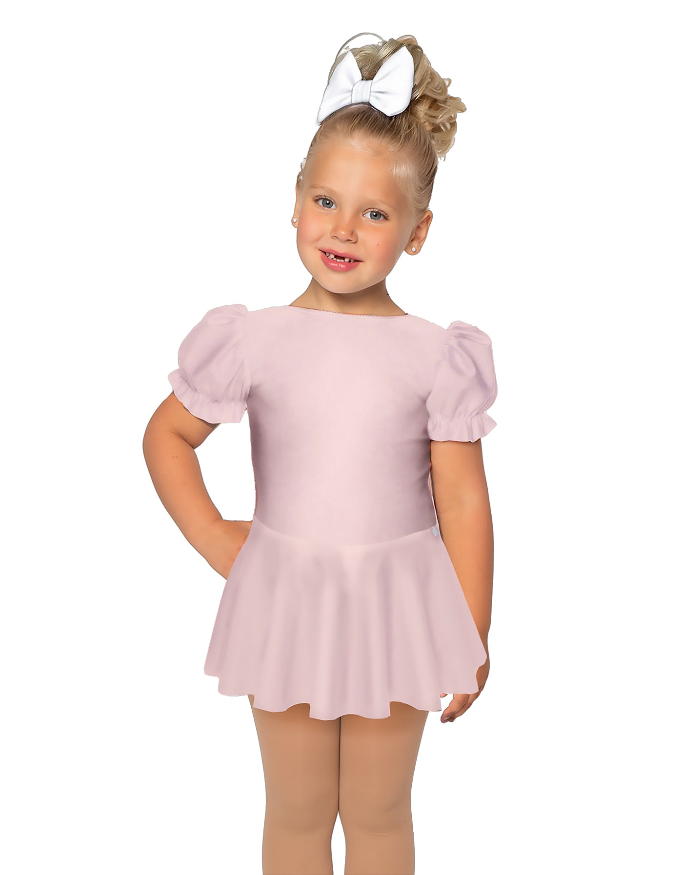 Solid Lycra Puff Sleeve Dress