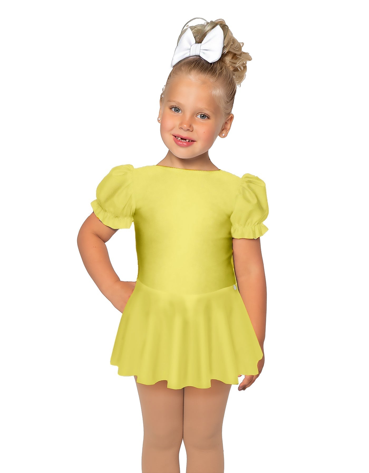 Solid Lycra Puff Sleeve Dress