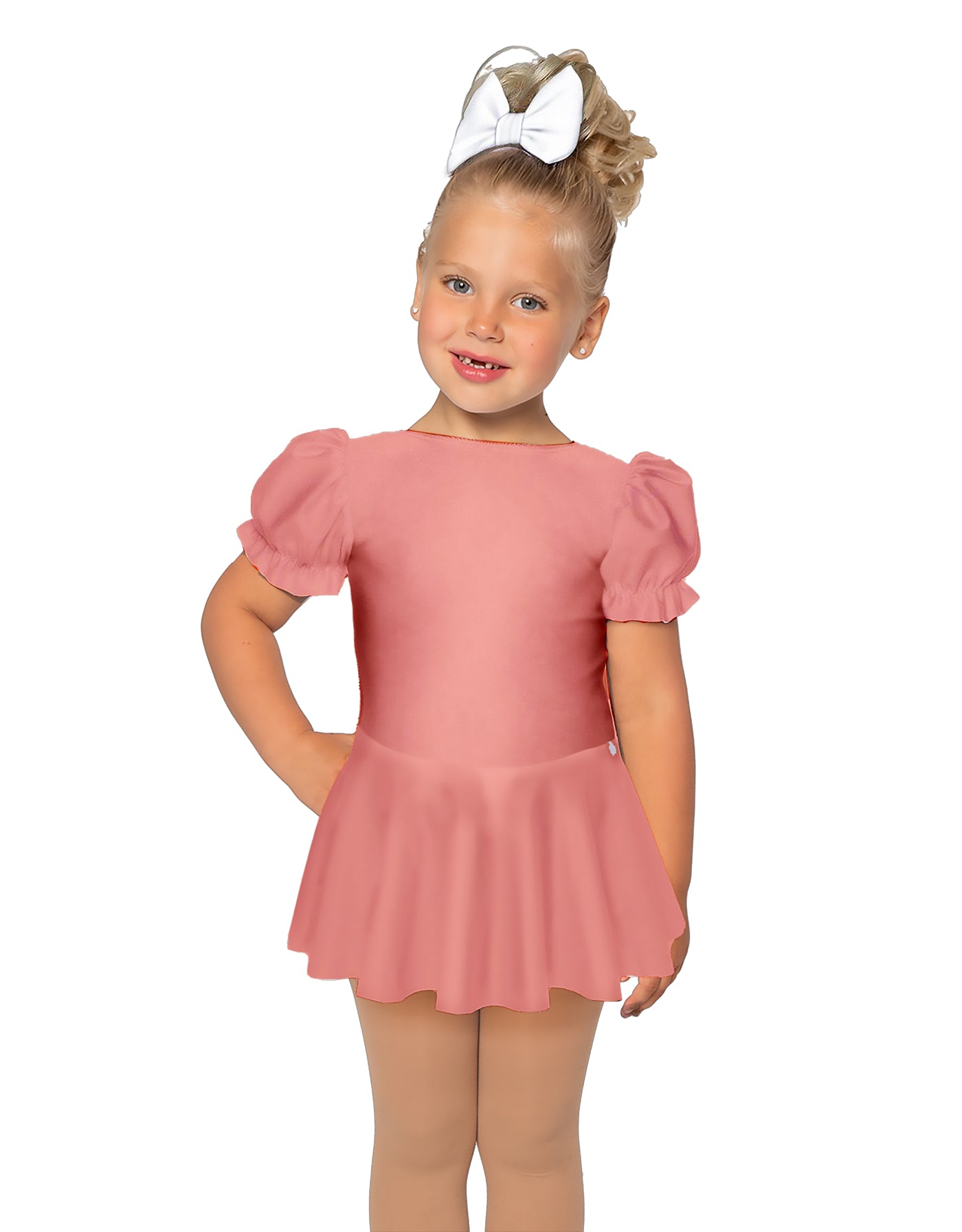 Solid Lycra Puff Sleeve Dress