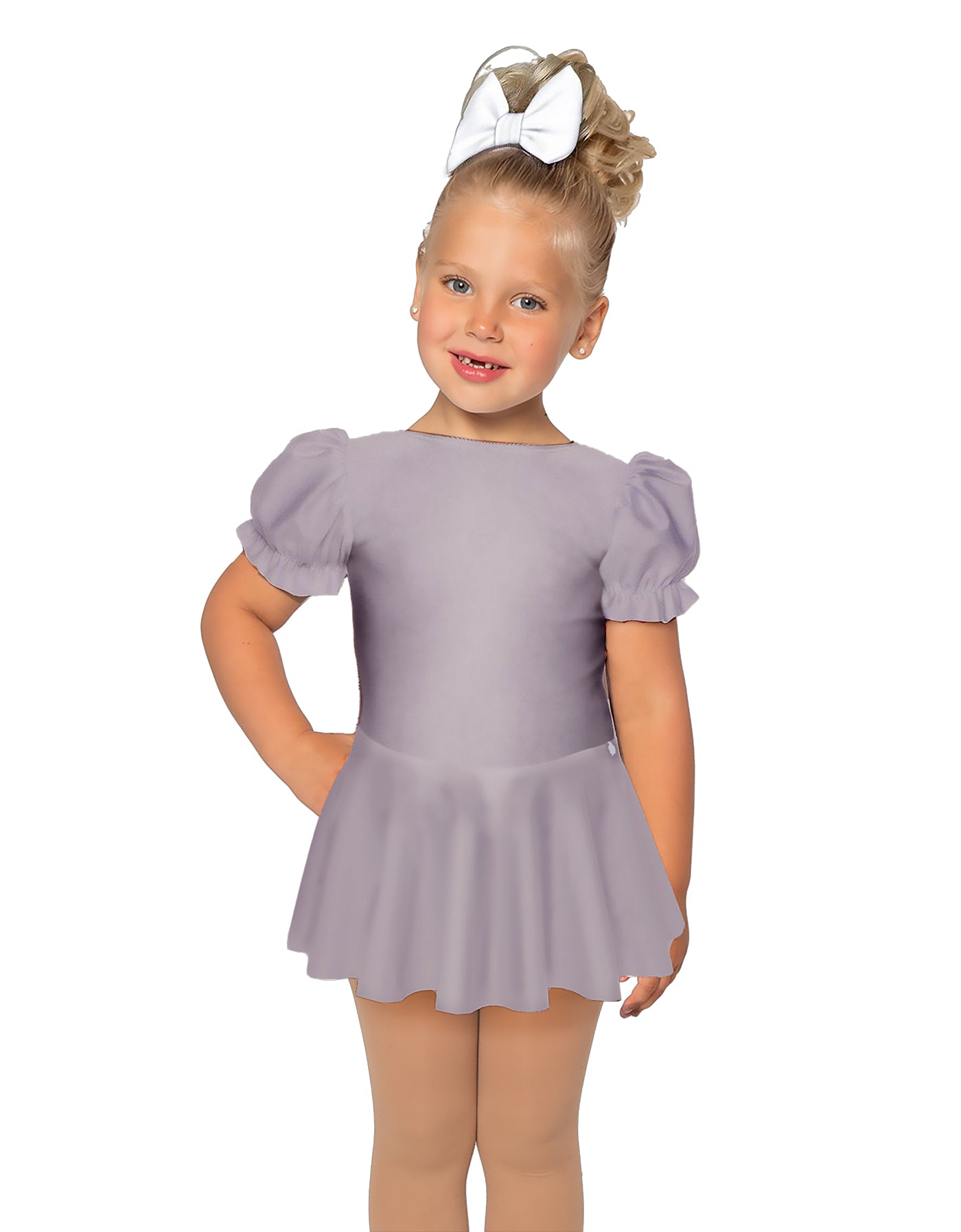 Solid Lycra Puff Sleeve Dress