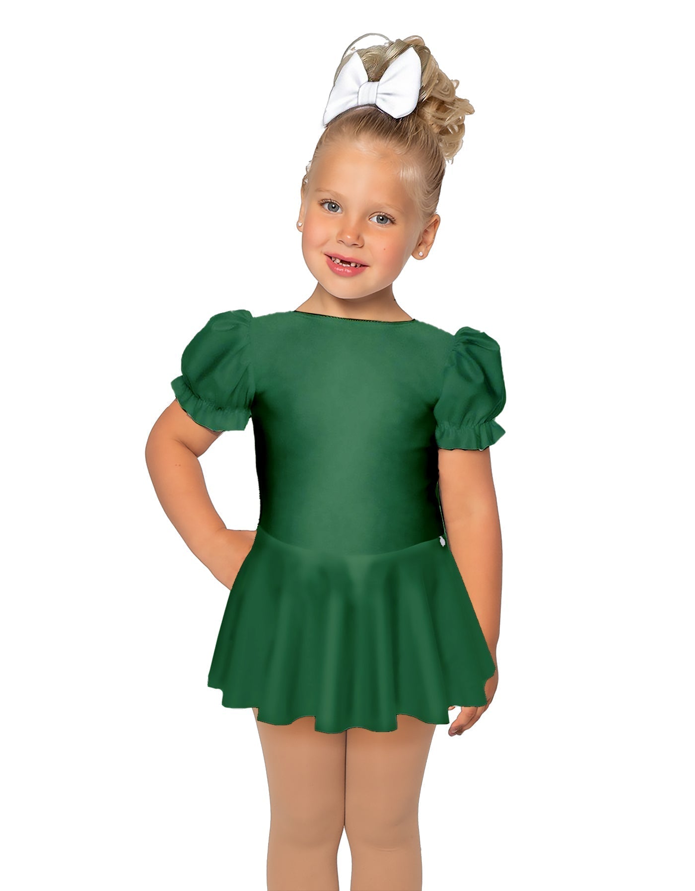 Solid Lycra Puff Sleeve Dress