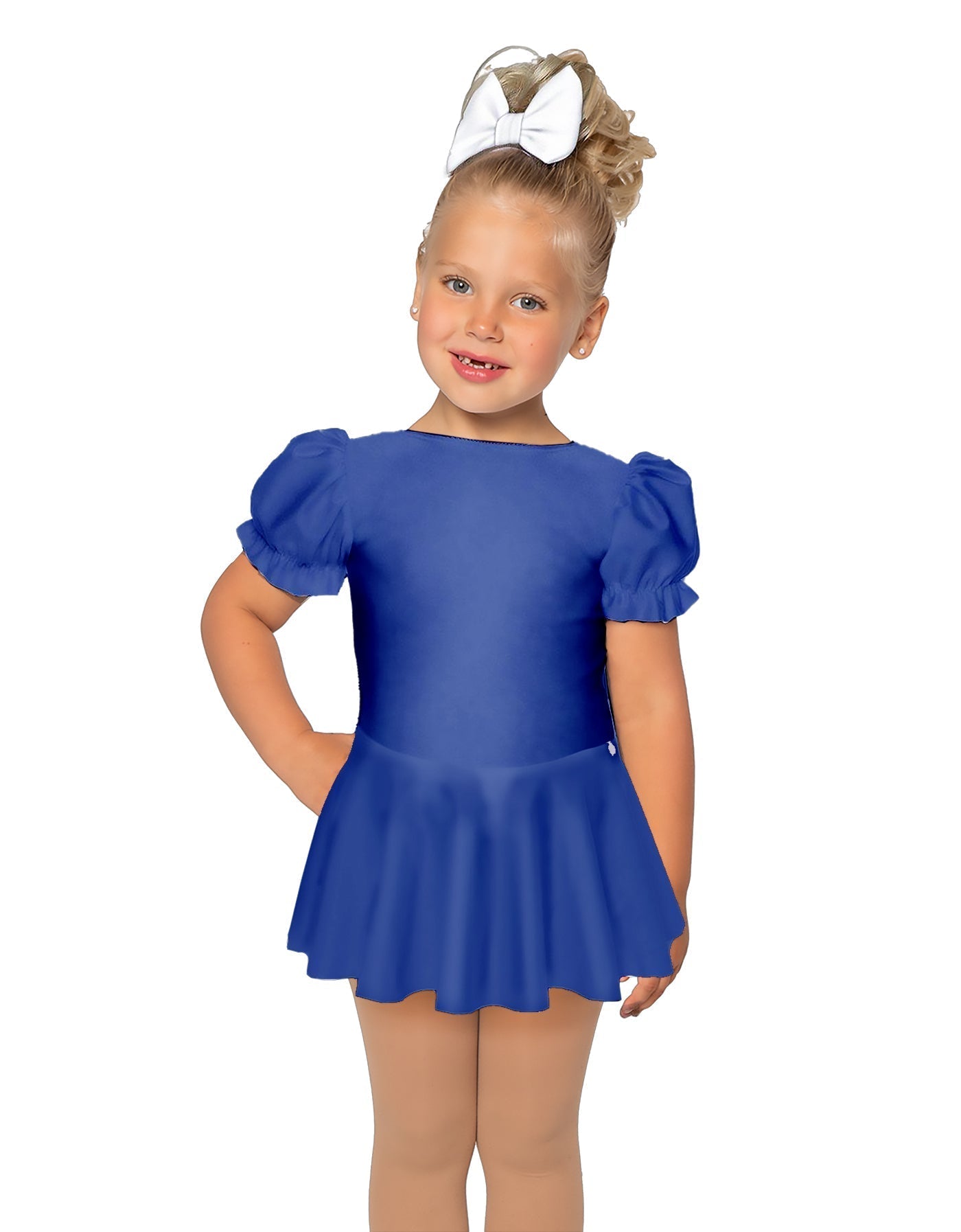 Solid Lycra Puff Sleeve Dress