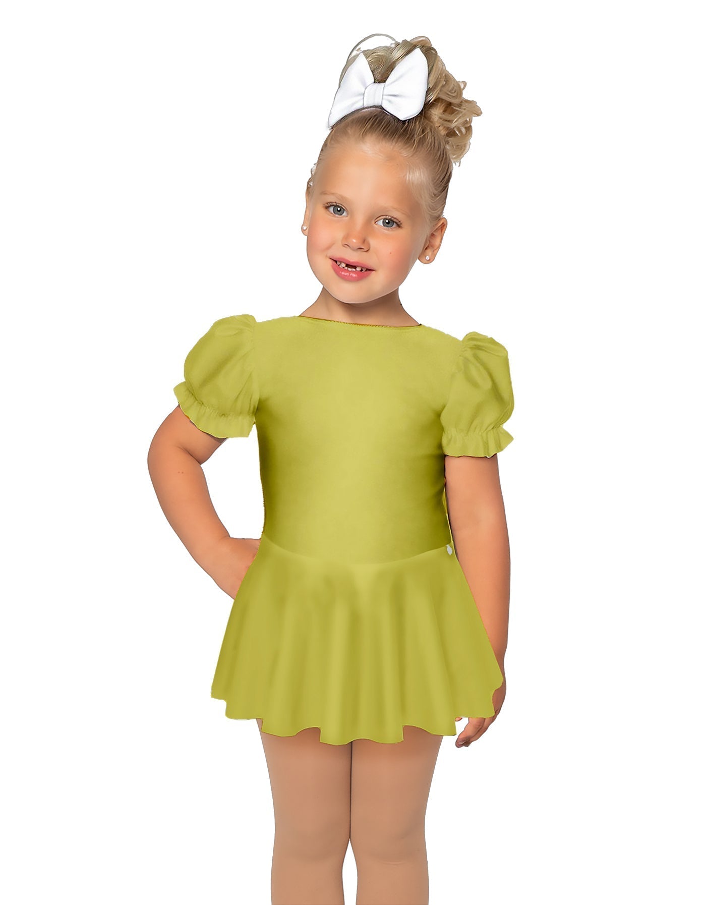 Solid Lycra Puff Sleeve Dress